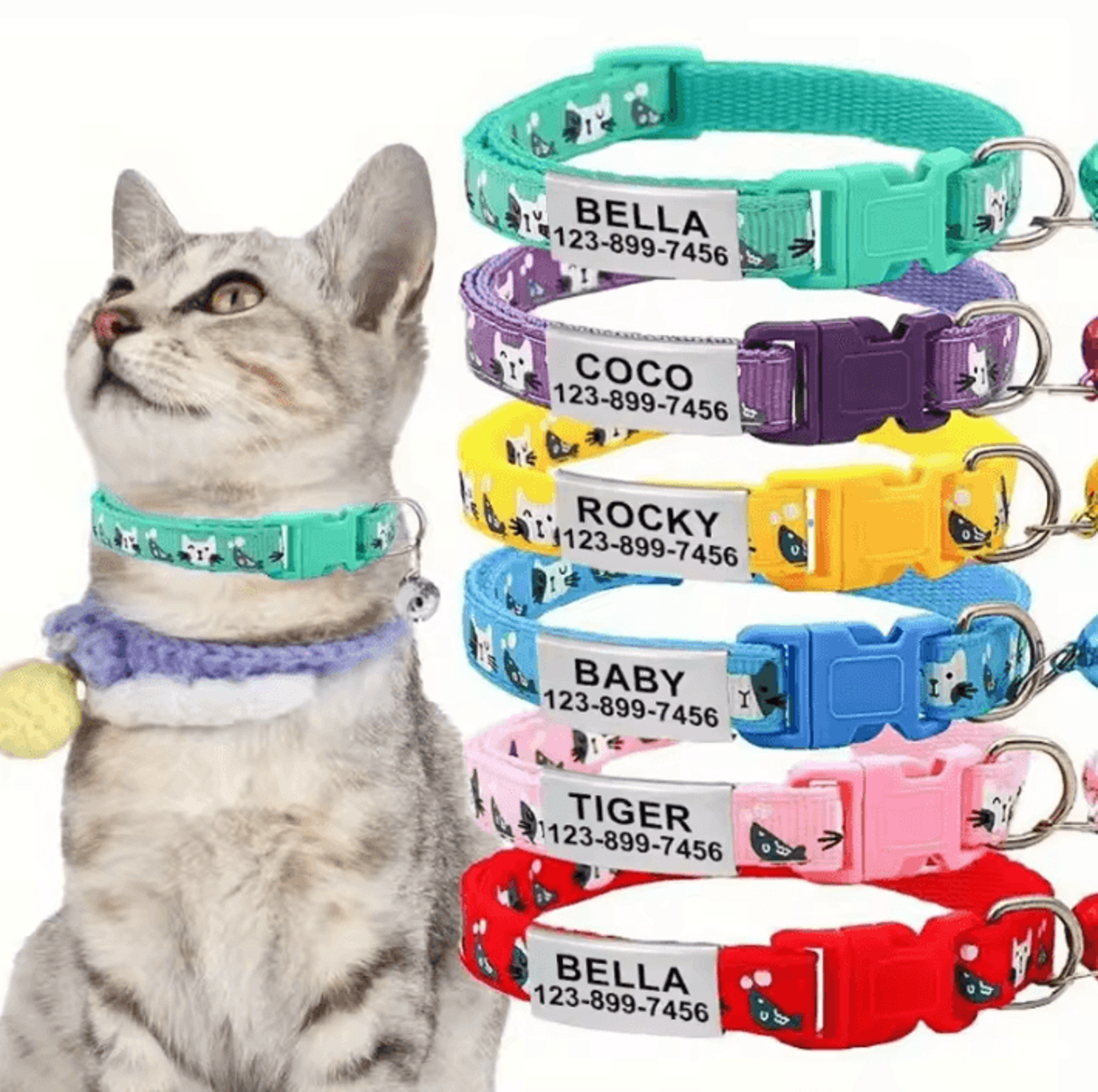 GlowTag Personalized Pet Collar With Bell  Custom Nameplate 0
