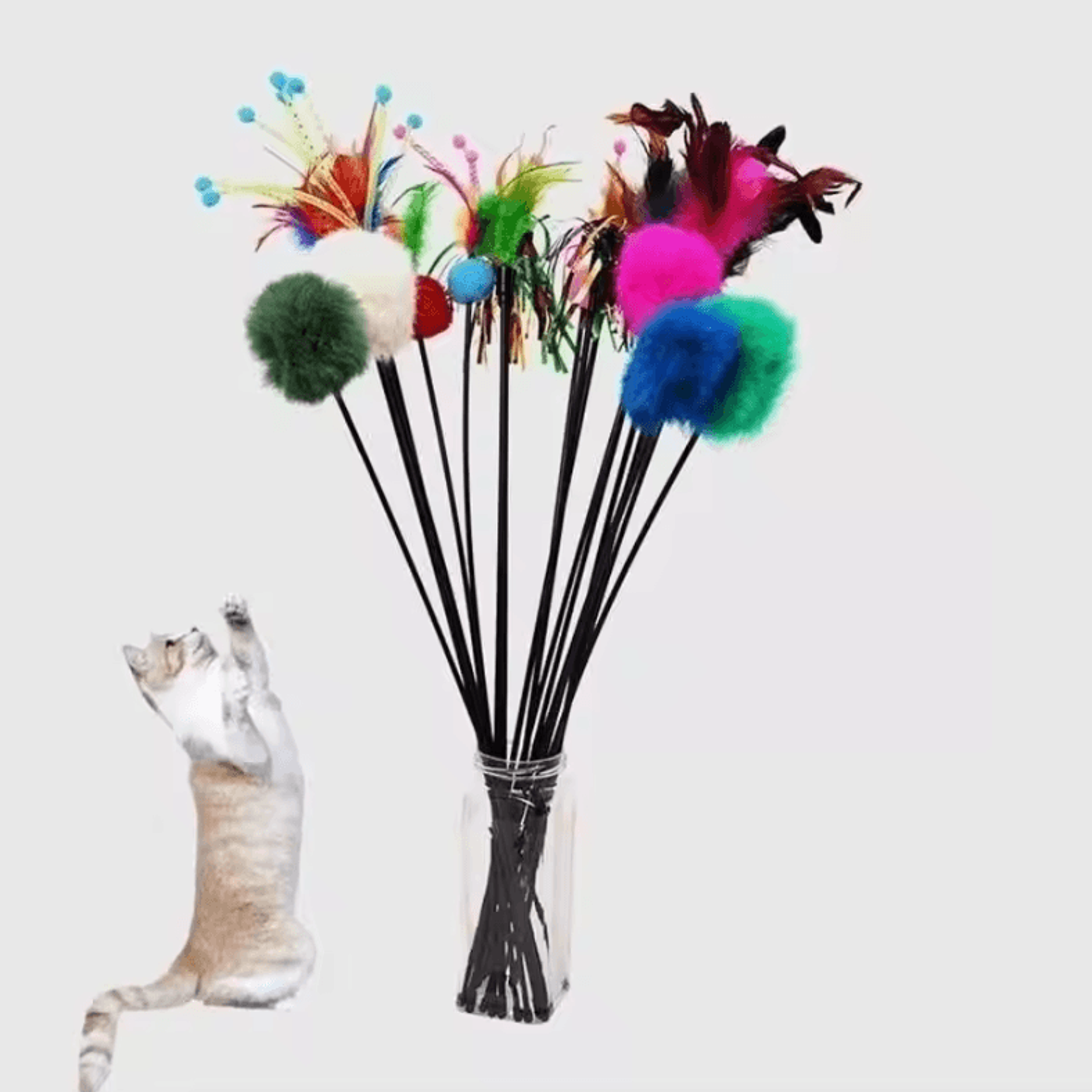 5Pack Turkey Feather Cat Teaser Wand Refills For Interactive Play 0