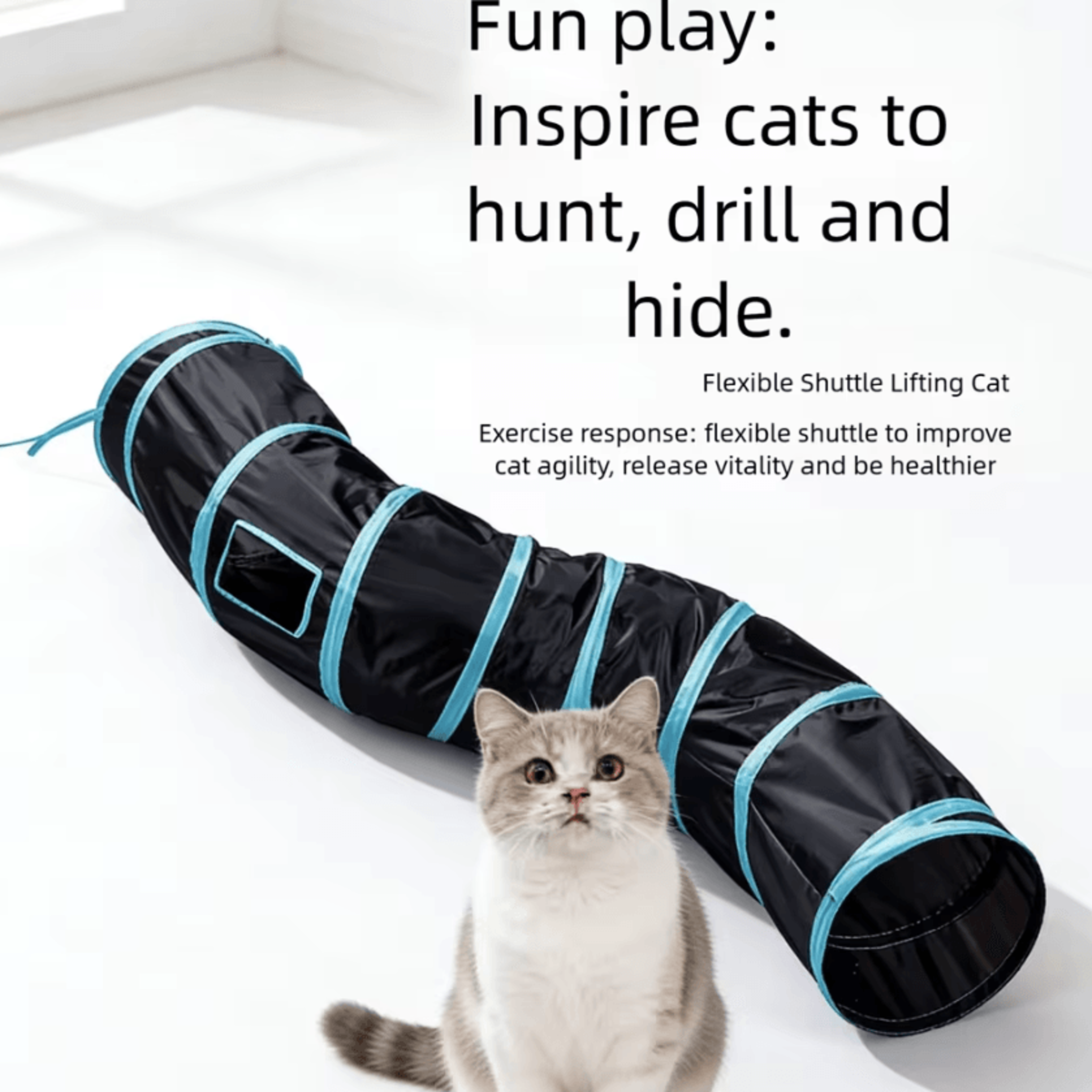 Collapsible Interactive Cat Play Tunnel For HideandSeek Fun 0