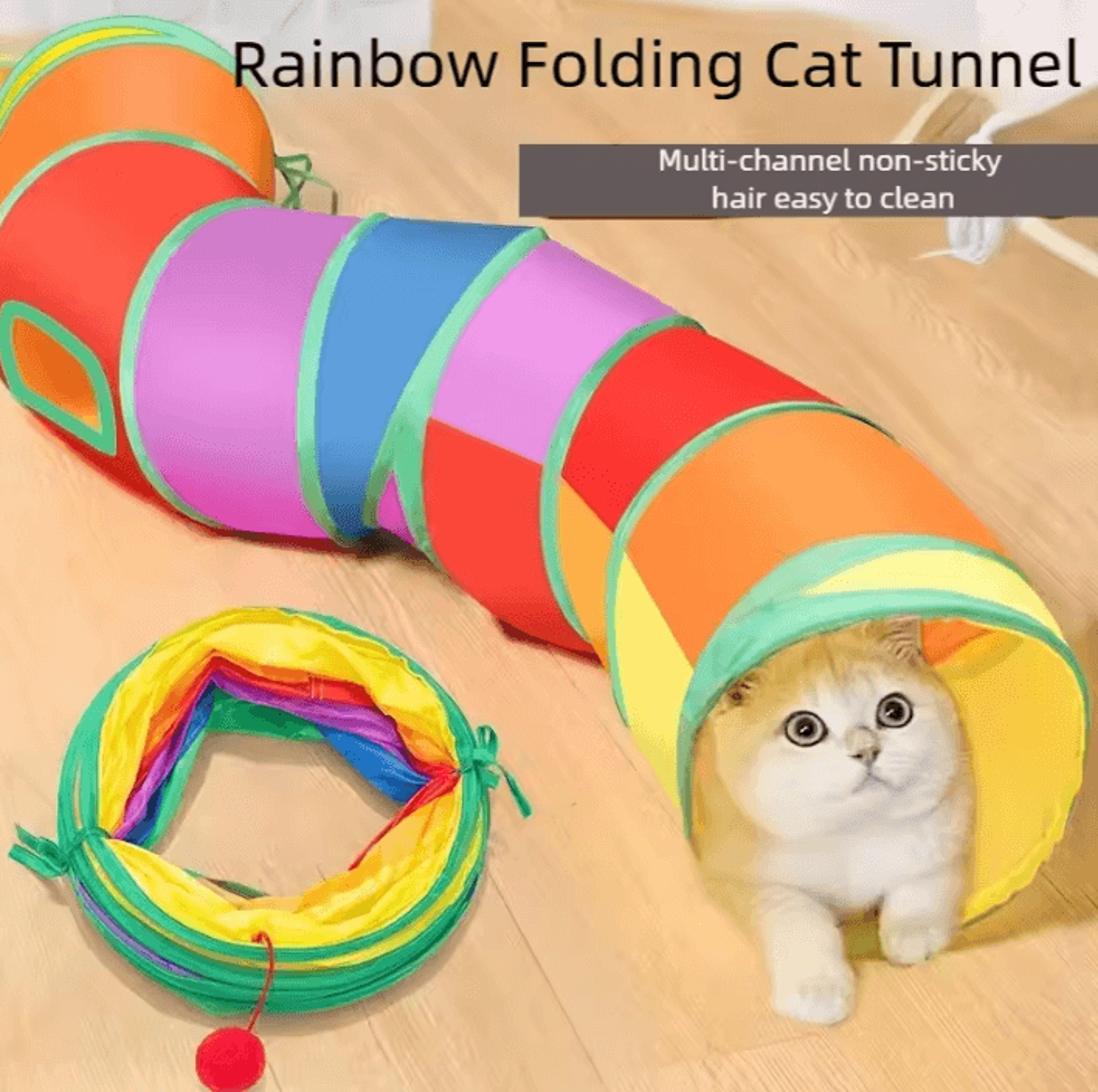 Collapsible Interactive Cat Play Tunnel For HideandSeek Fun 1
