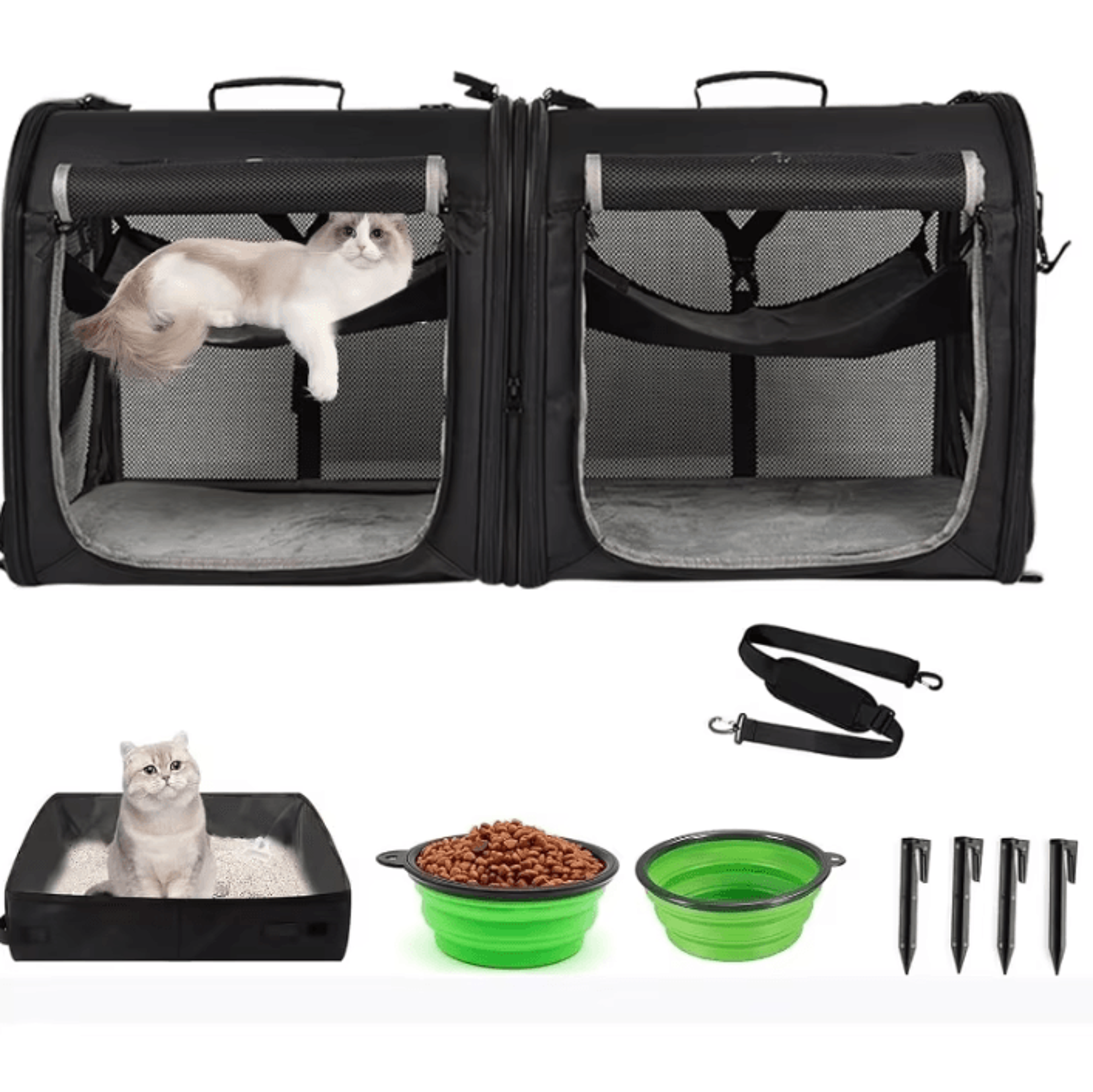 TravelNest 2in1 Foldable Double Pet Carrier Backpack 0