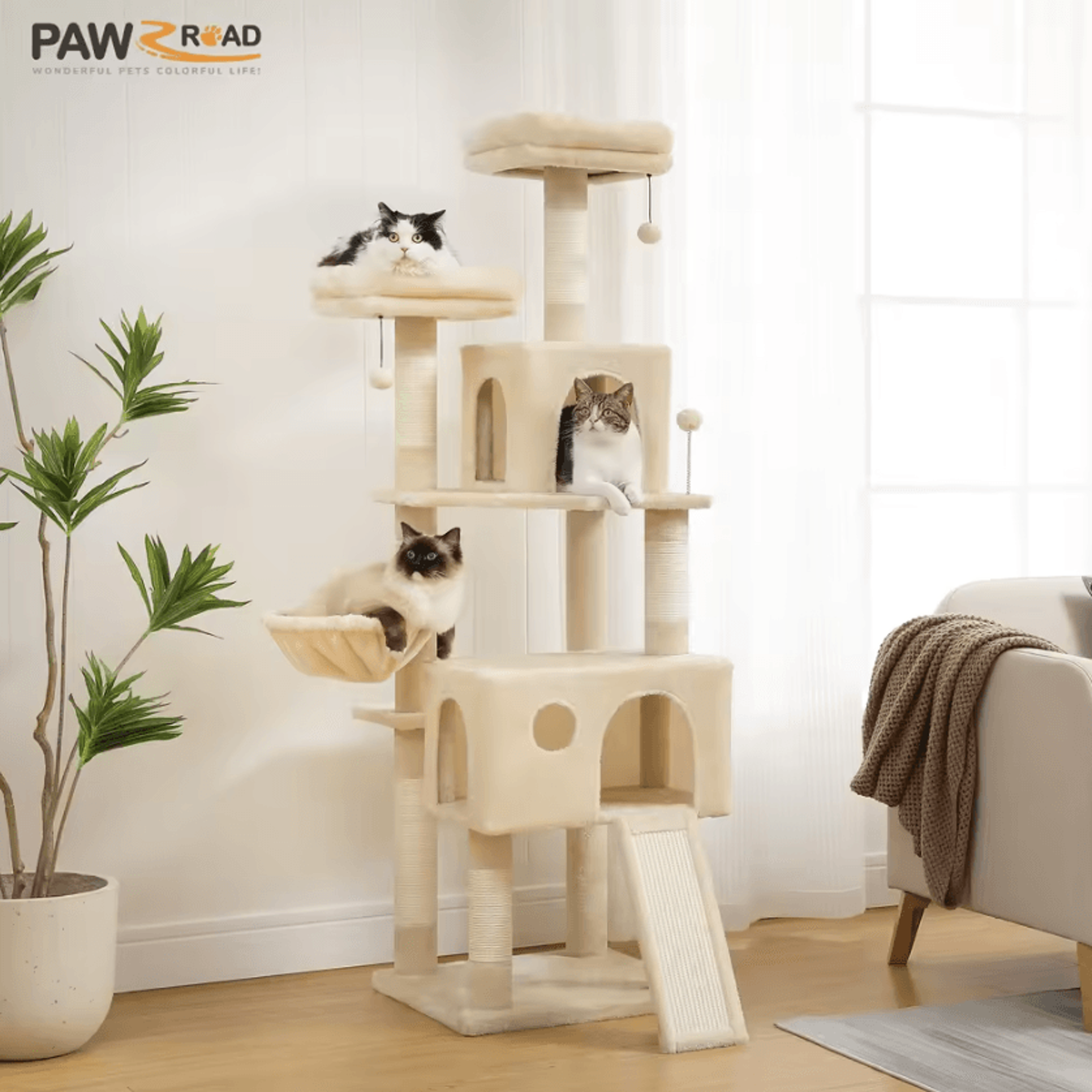 CozyClimb MultiLevel Cat Tree Tower With Scratching Posts  Plush Condo 2