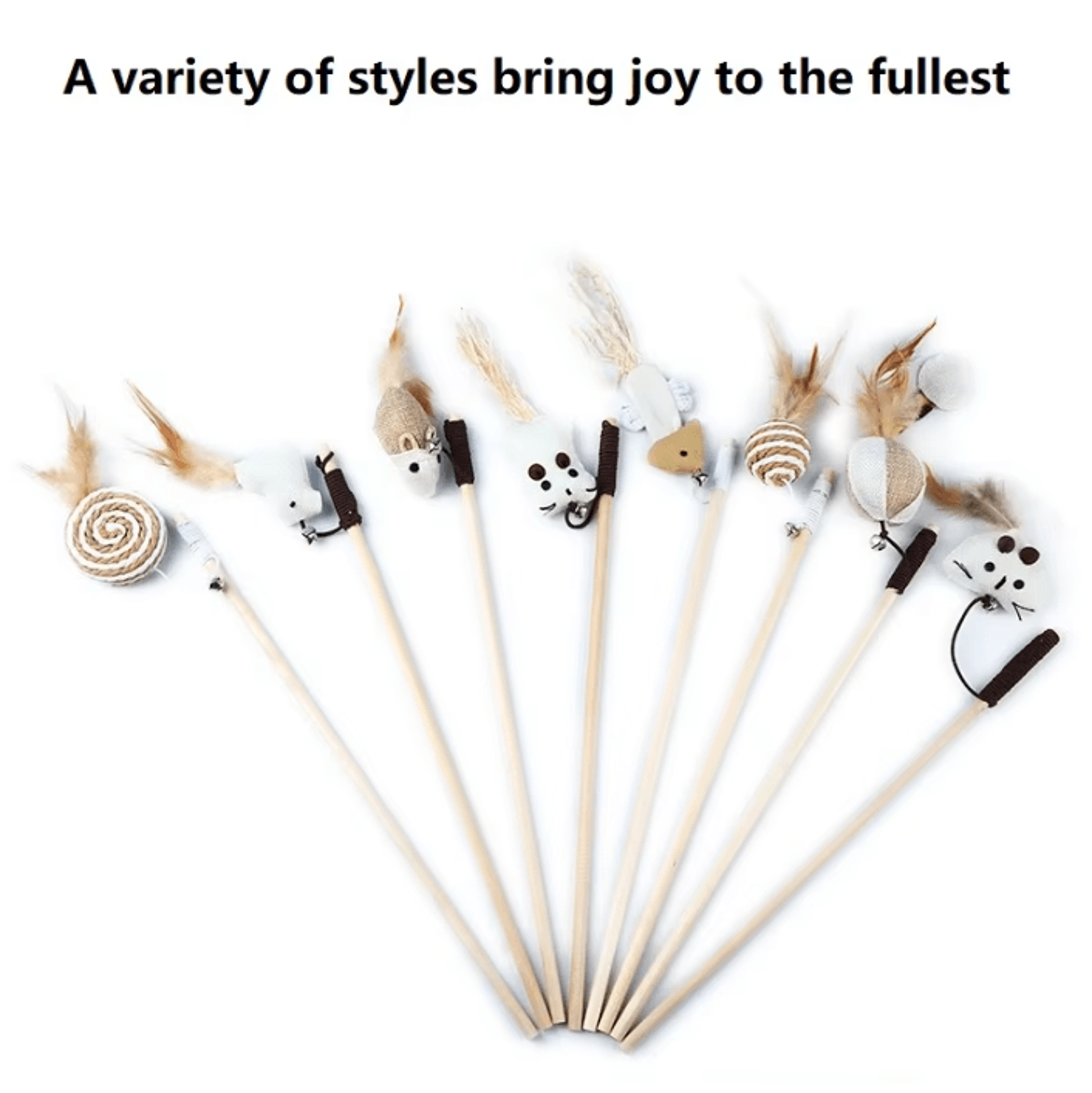 FeatherDash Interactive Cat Wand Toy With Colorful Feathers  Wooden Rod 1
