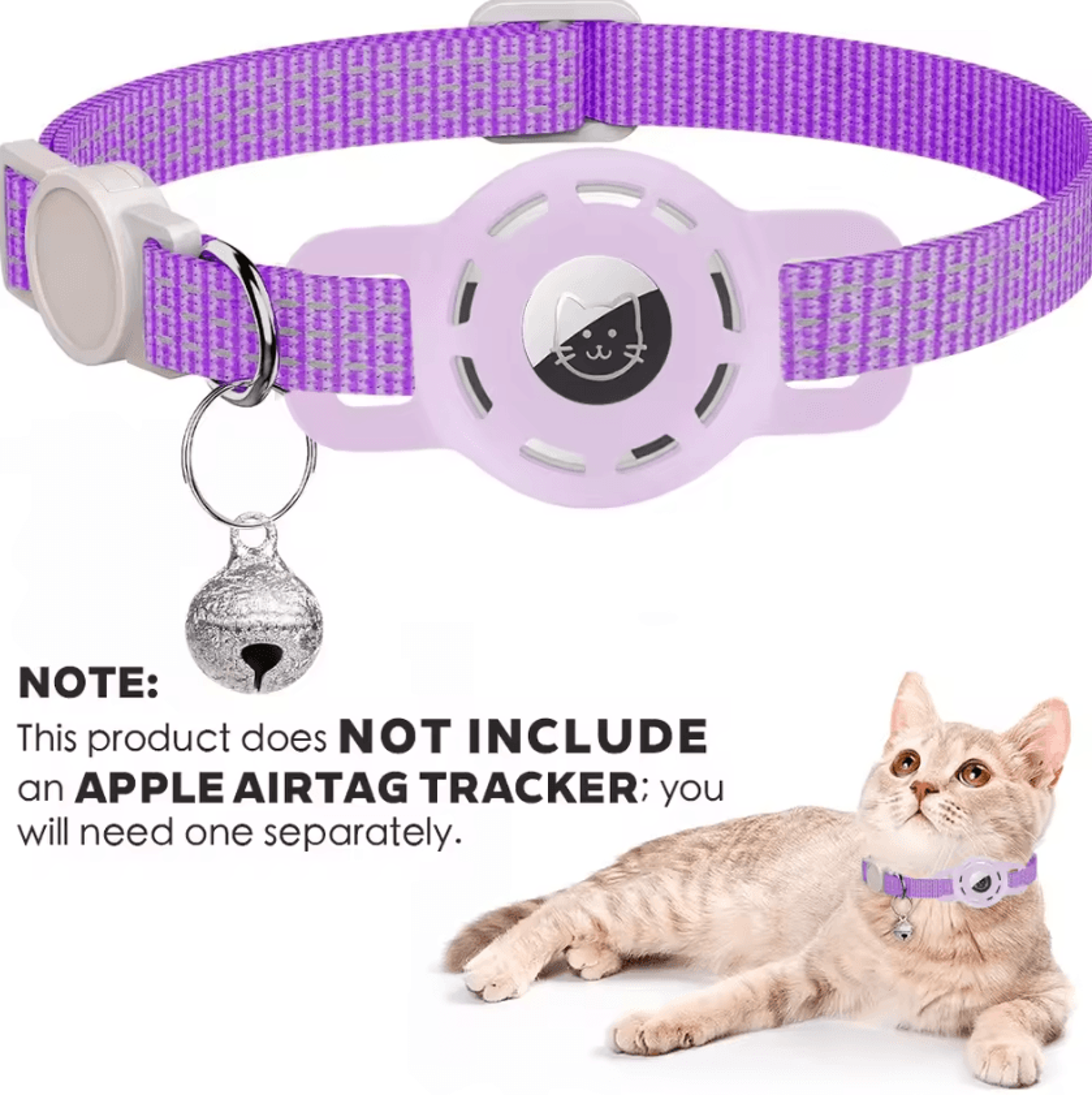 TrackSafe AirTag Cat Collar With Reflective Breakaway Design  Bell 6