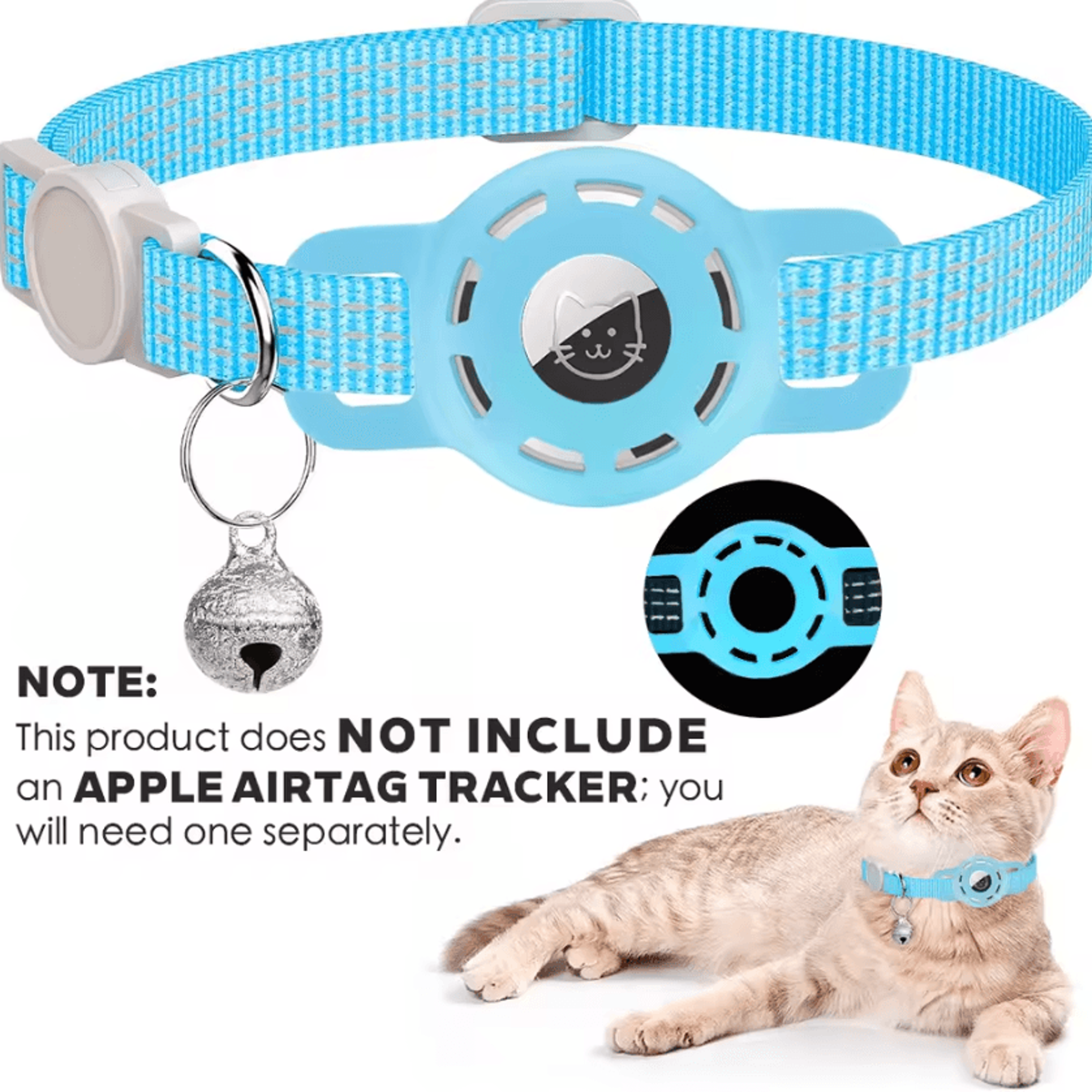 TrackSafe AirTag Cat Collar With Reflective Breakaway Design  Bell 11