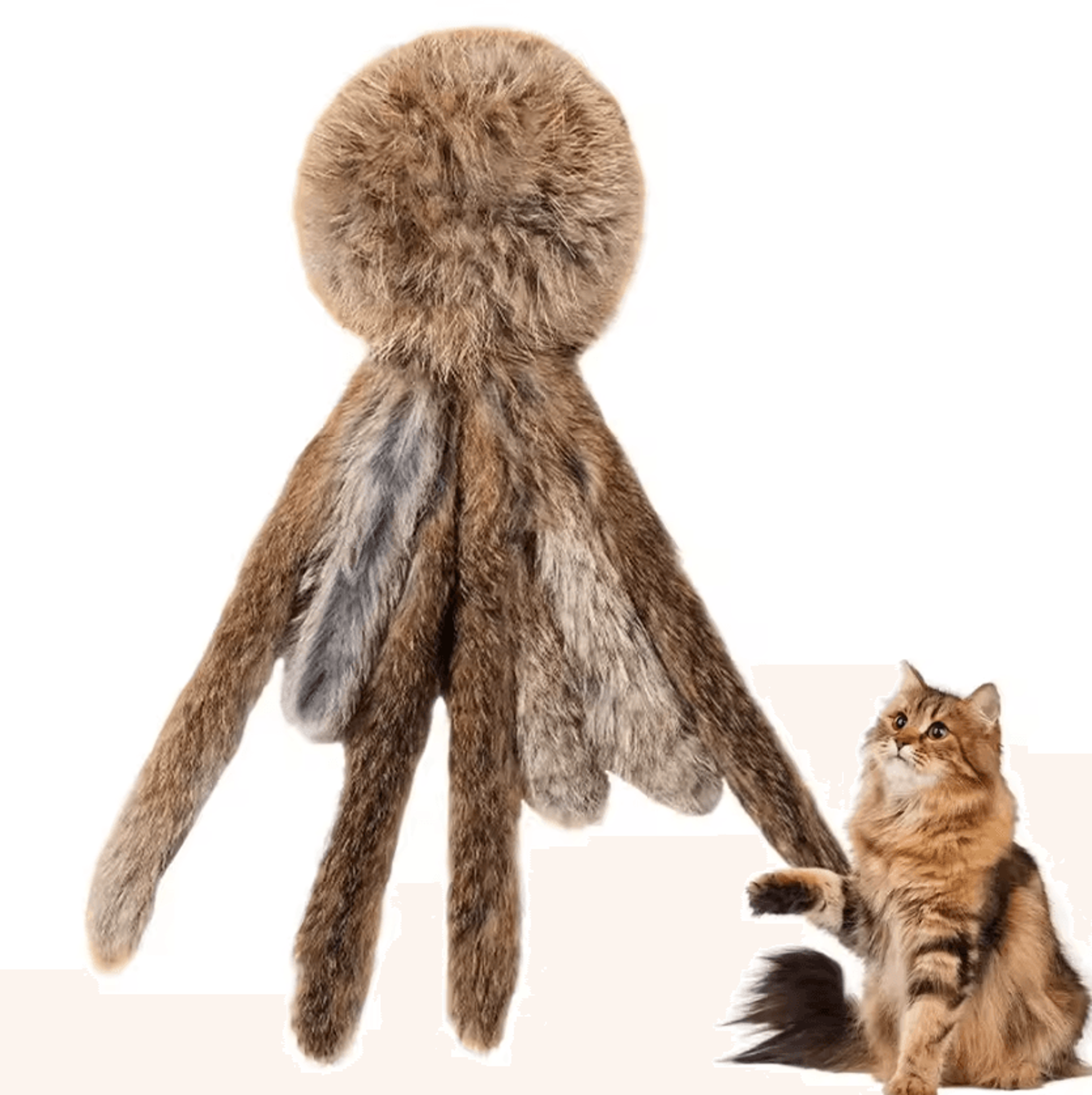 Fluffy Bunny Fur Cat Kicker Toy  Interactive Plush Hunting Toy For Indoor Cats 4