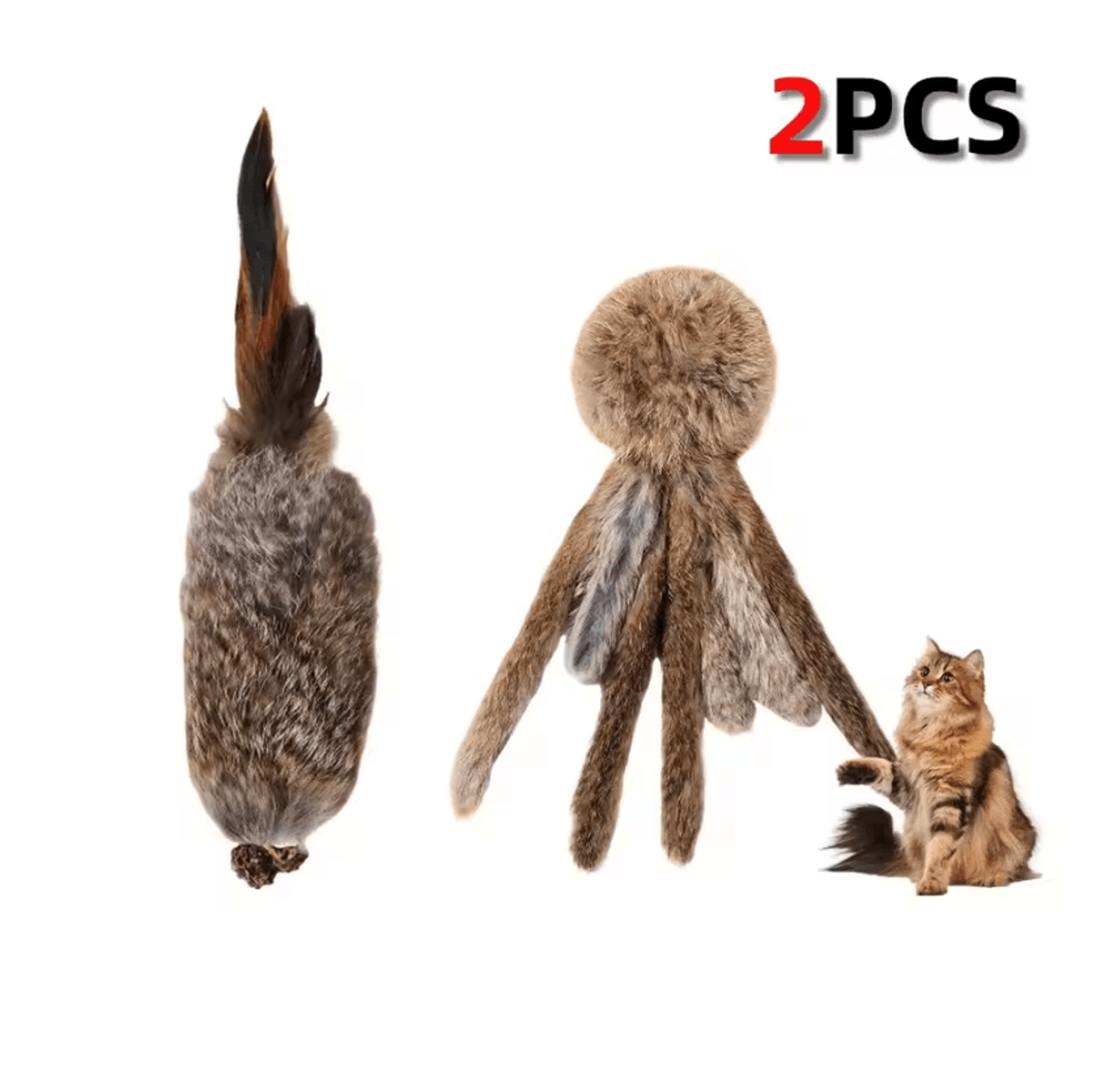 Fluffy Bunny Fur Cat Kicker Toy  Interactive Plush Hunting Toy For Indoor Cats 5