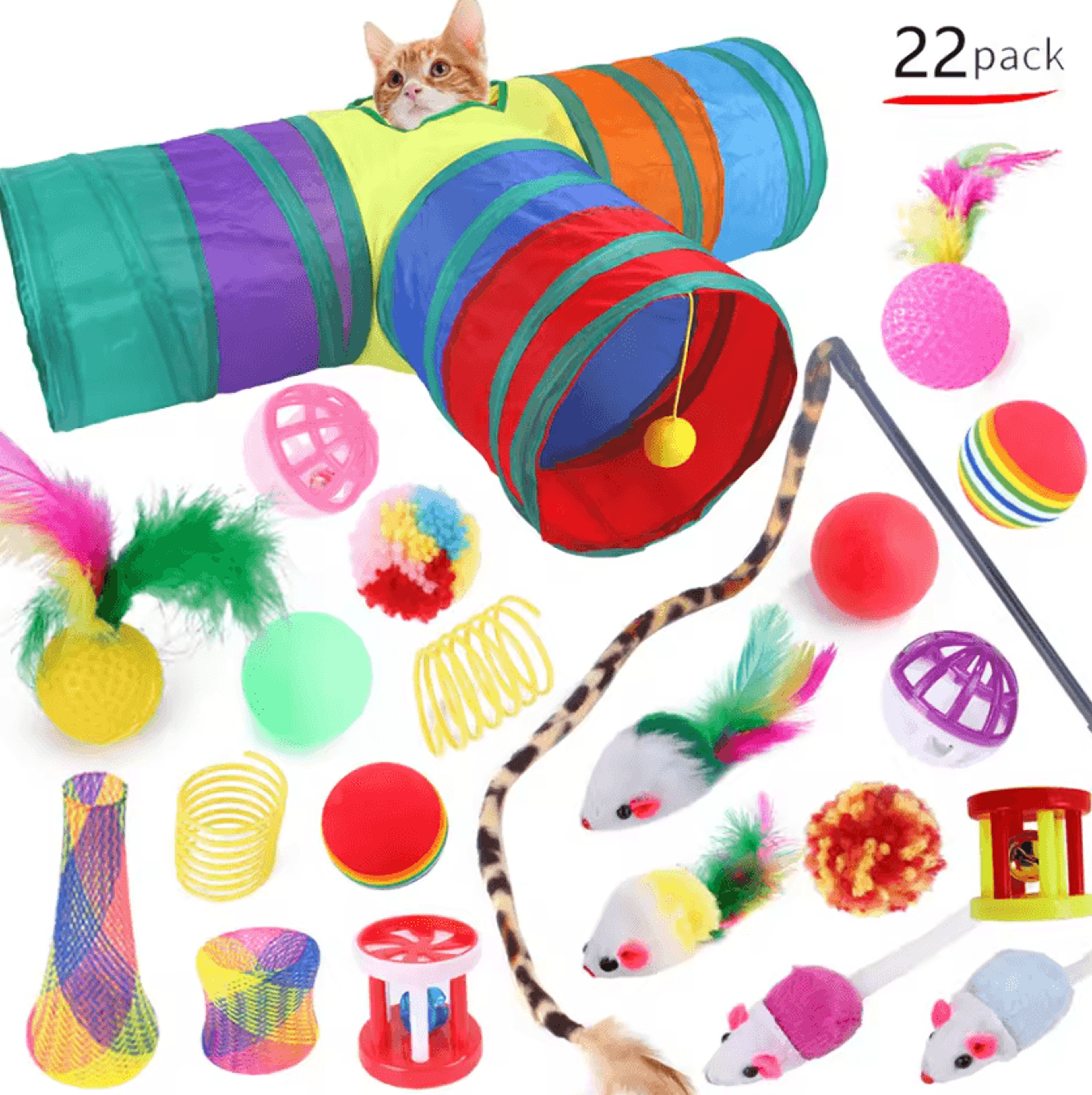 Ultimate Kitten Play Pack  Interactive Cat Toy Variety Set With Wand Sisal Mouse  Bell Balls 2