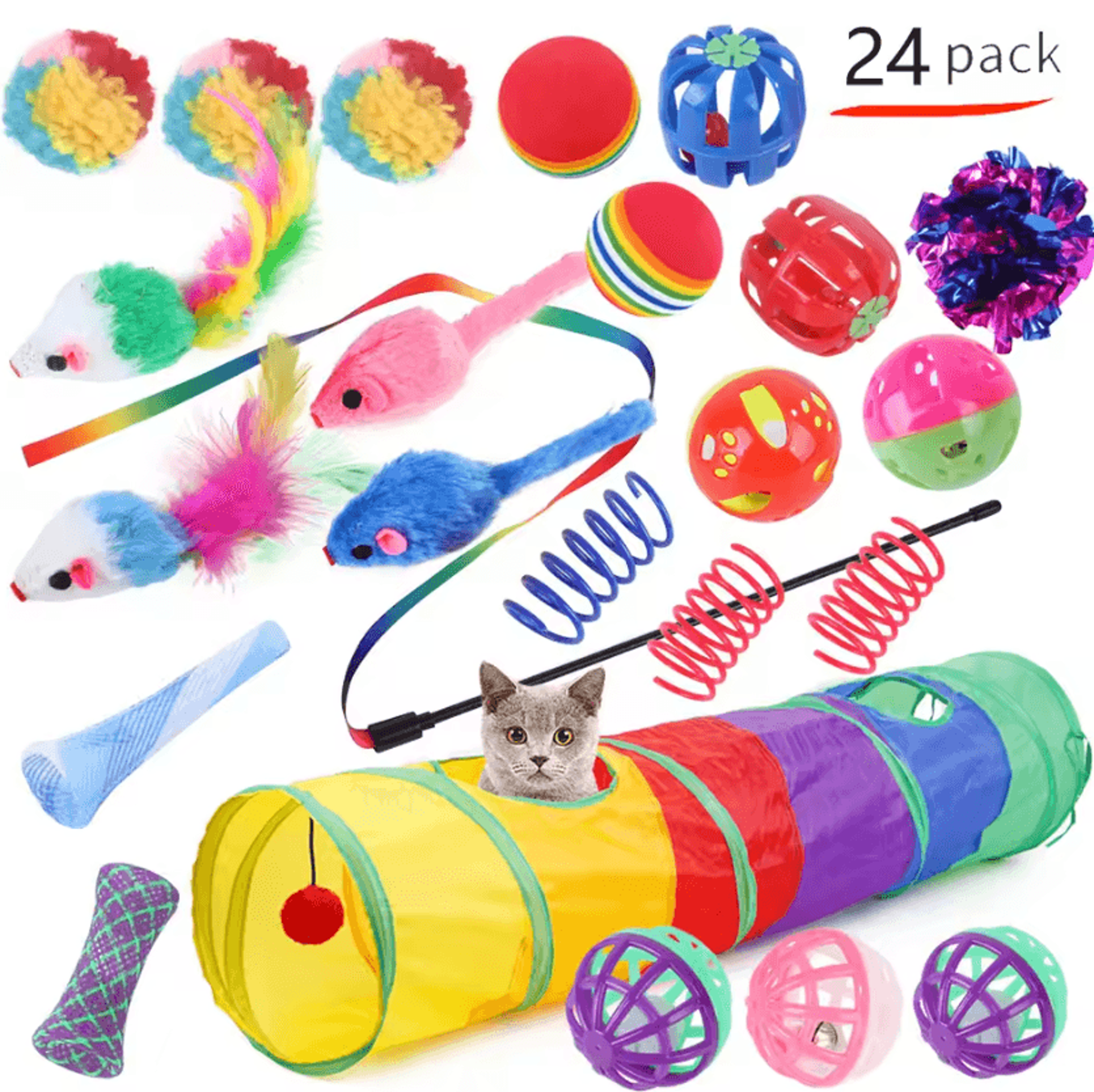Ultimate Kitten Play Pack  Interactive Cat Toy Variety Set With Wand Sisal Mouse  Bell Balls 5