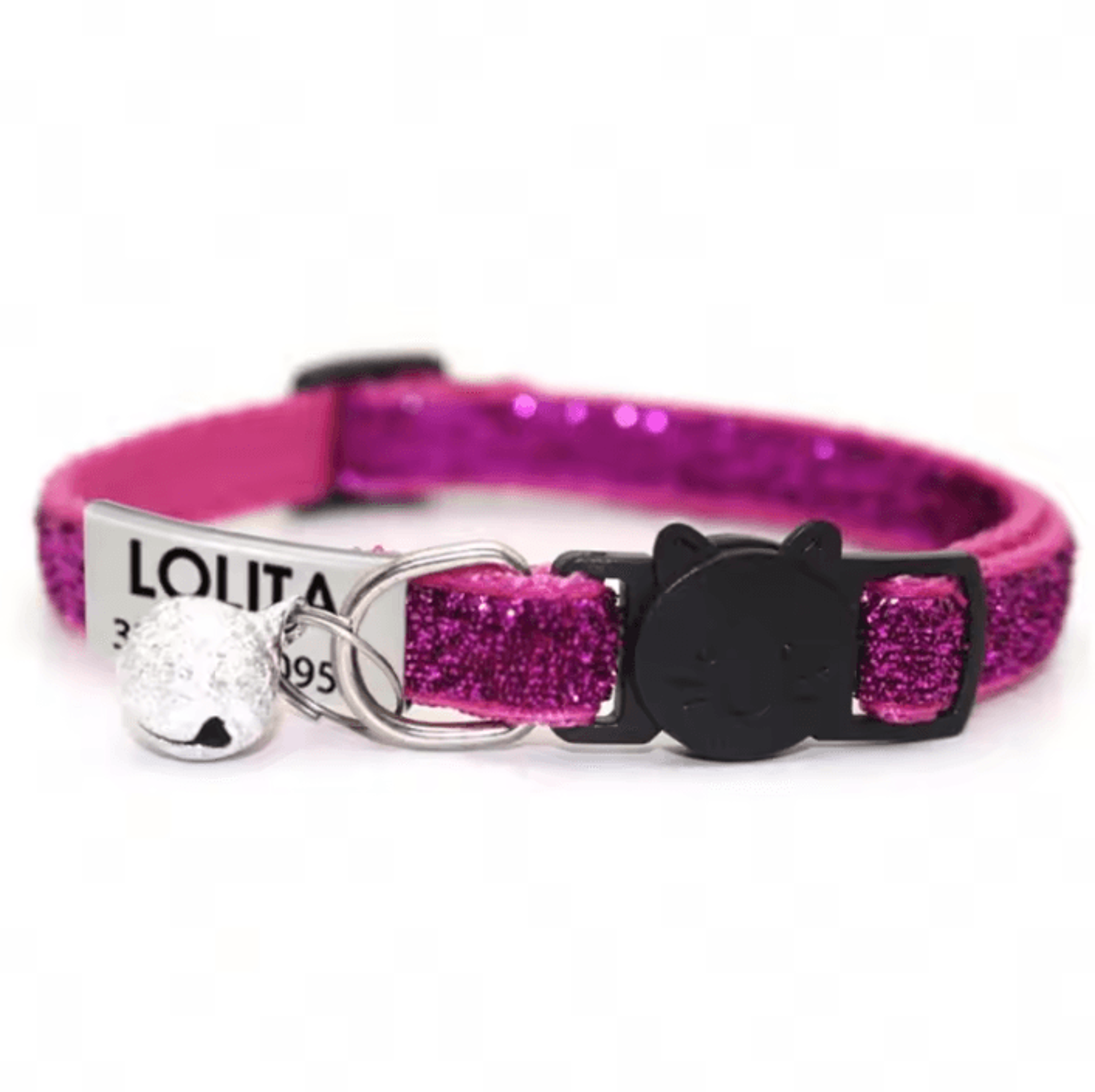 SparkleSafe Personalized Glitter Cat Collar  Custom Engraved Breakaway Collar With Bell 4