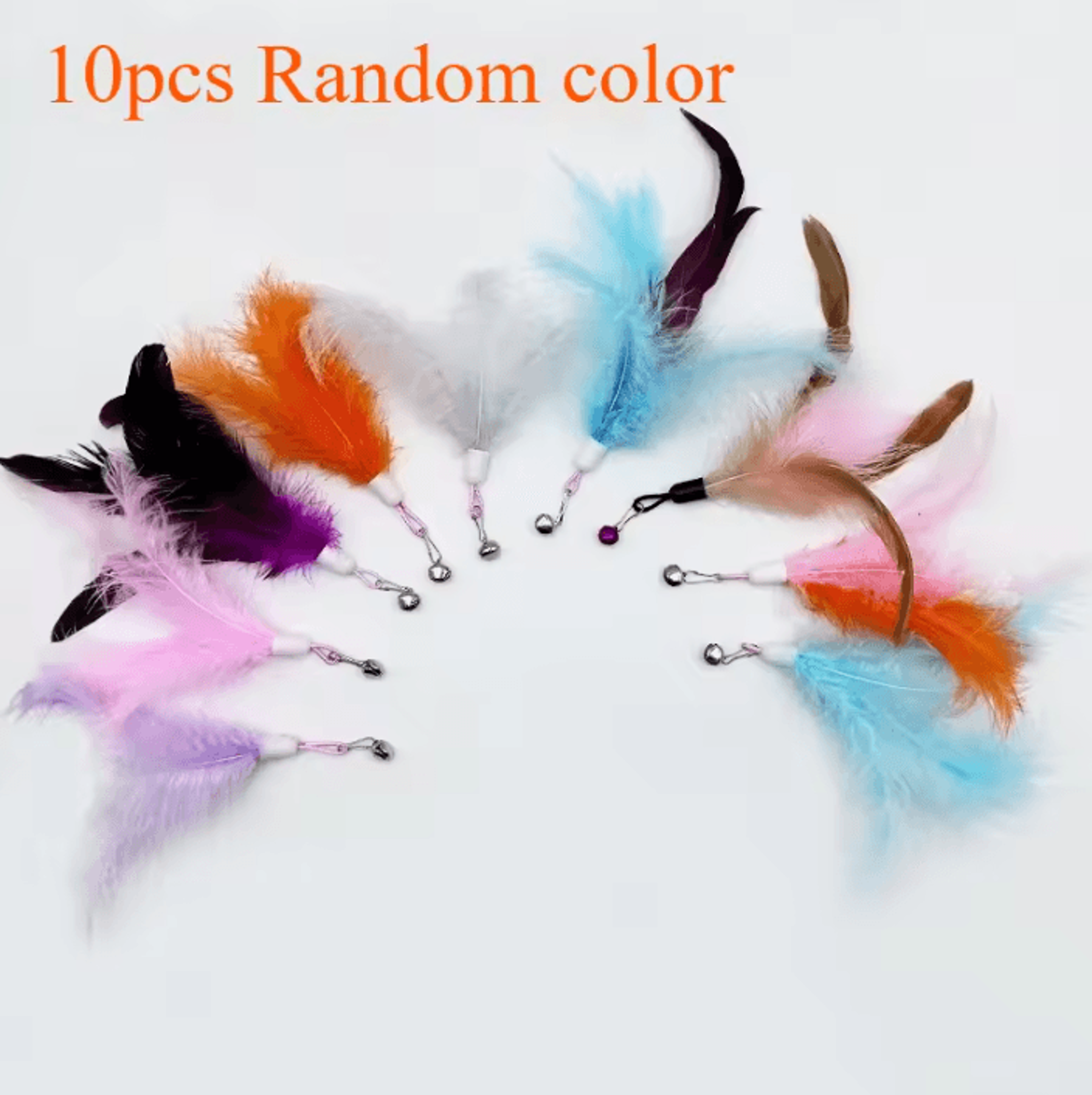 Feather  Bell Teaser Refills  Cat Wand Replacement Heads For Endless Interactive Play 5
