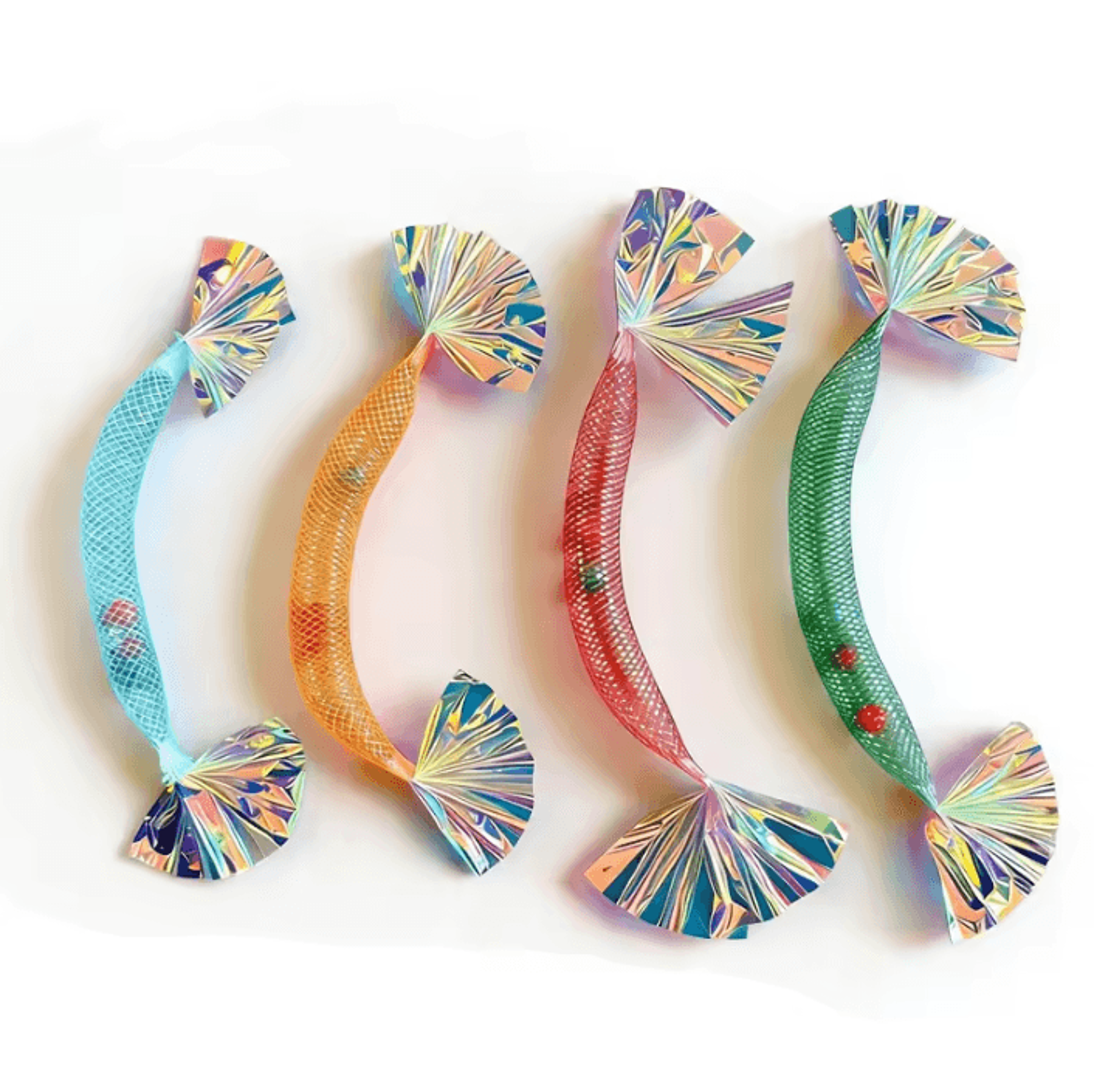 Mesh Tube Shrimp Cat Toy Set  4PCS Interactive Chew  Chase Toys 4