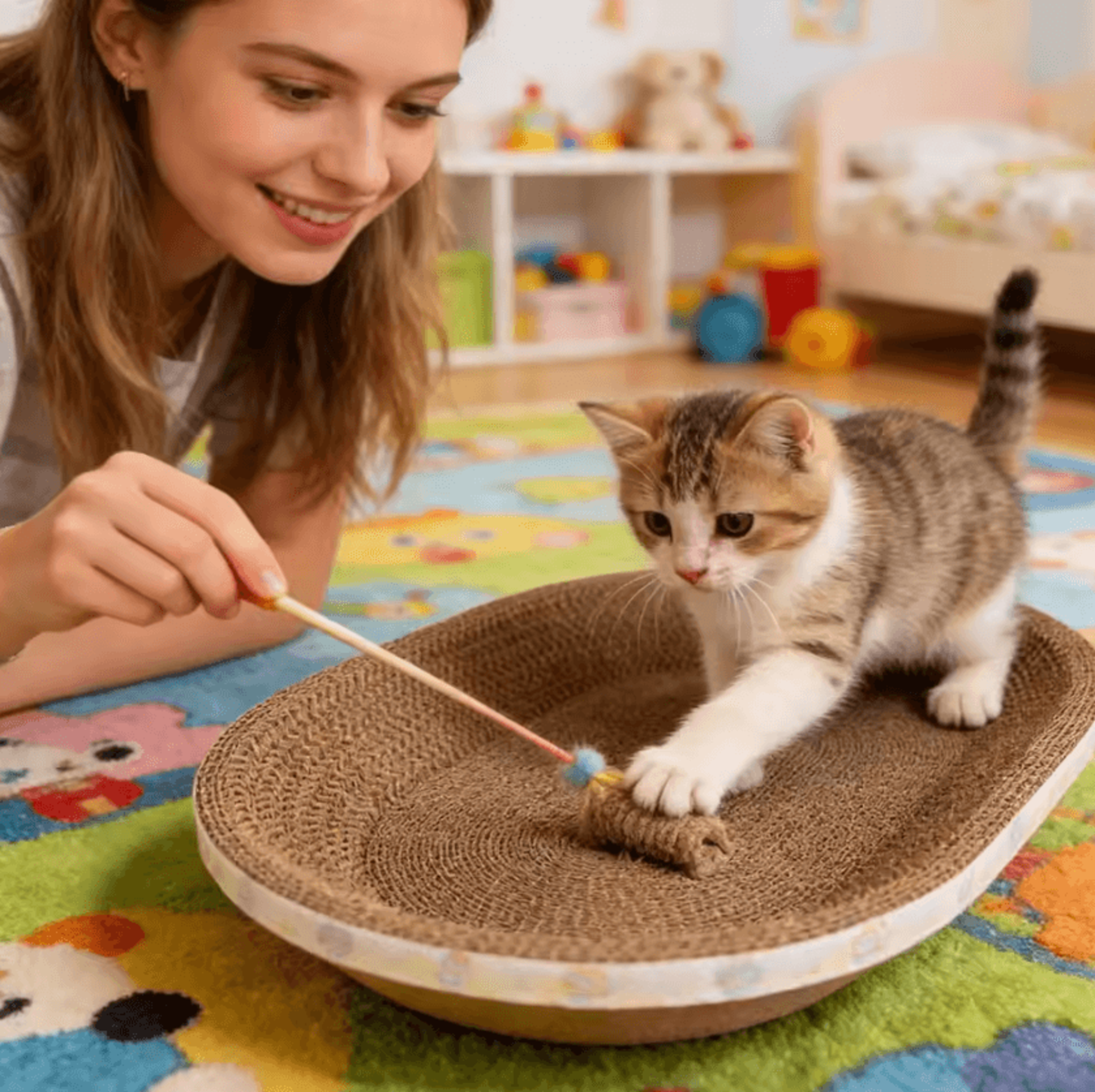 Oval Corrugated Cat Scratcher Bed  Lounge 1