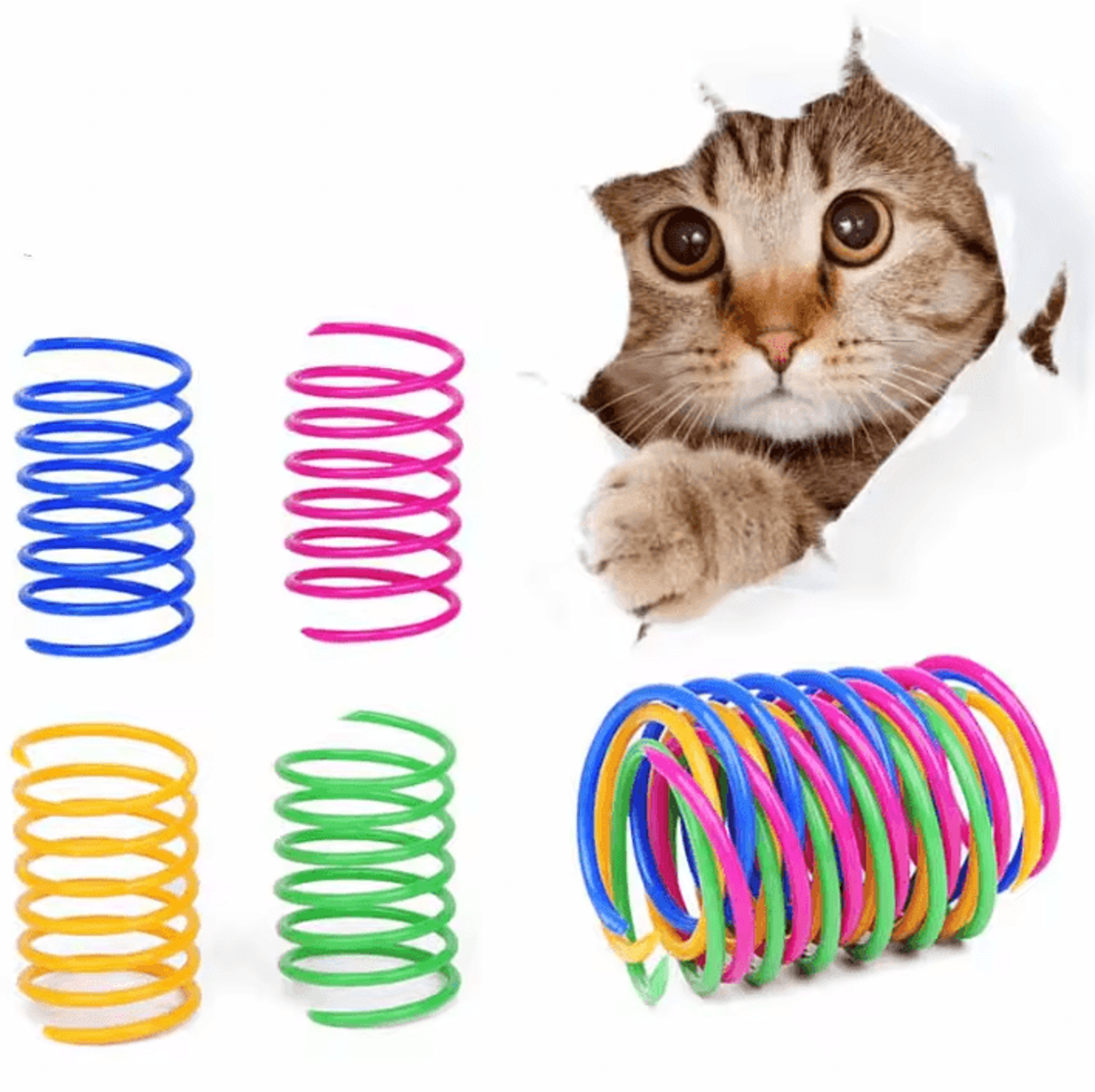 Colorful Spiral Spring Cat Toy Set 2
