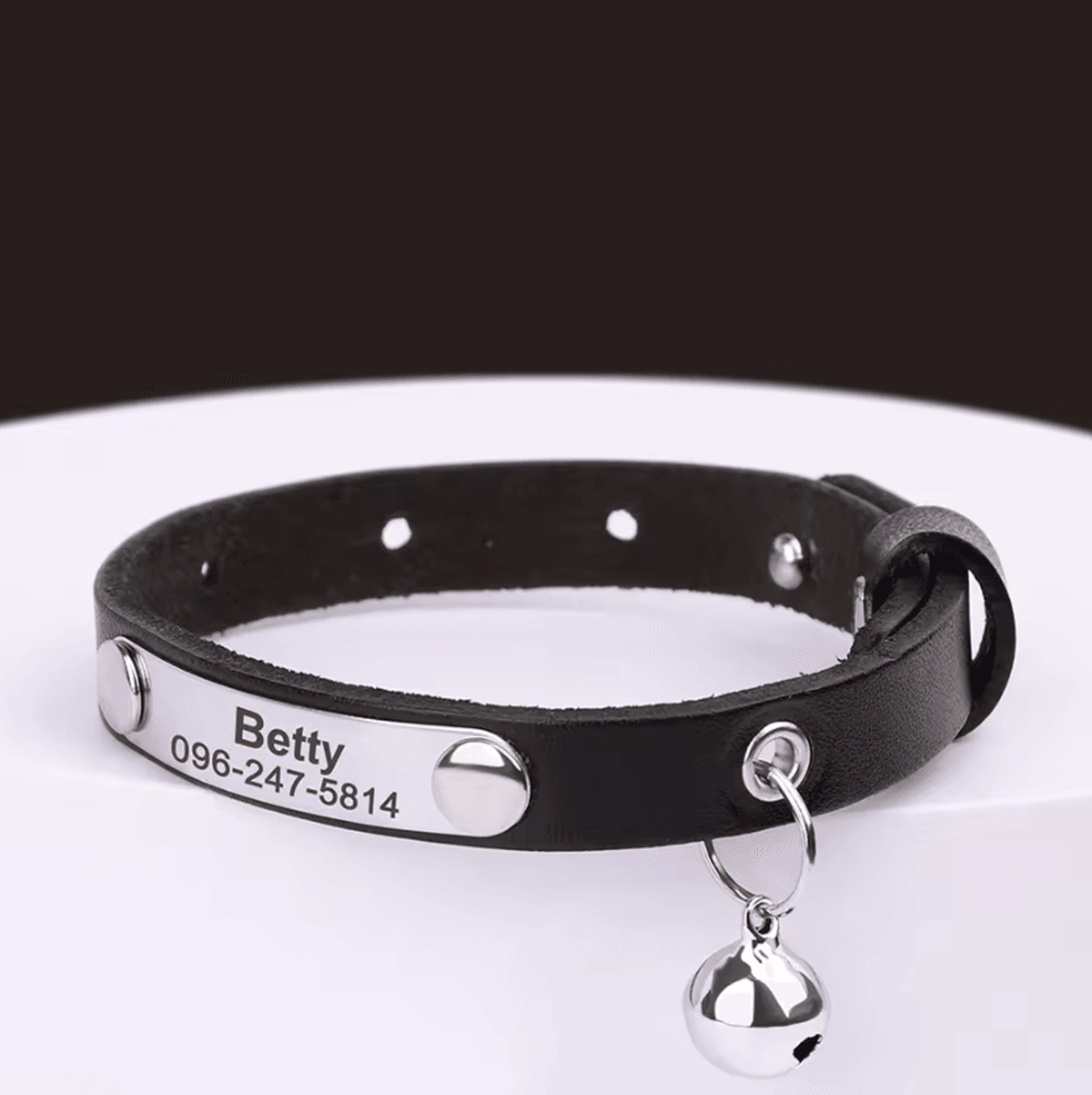 LuxeTag Personalized Leather Cat Collar With Engraved ID  Bell 7
