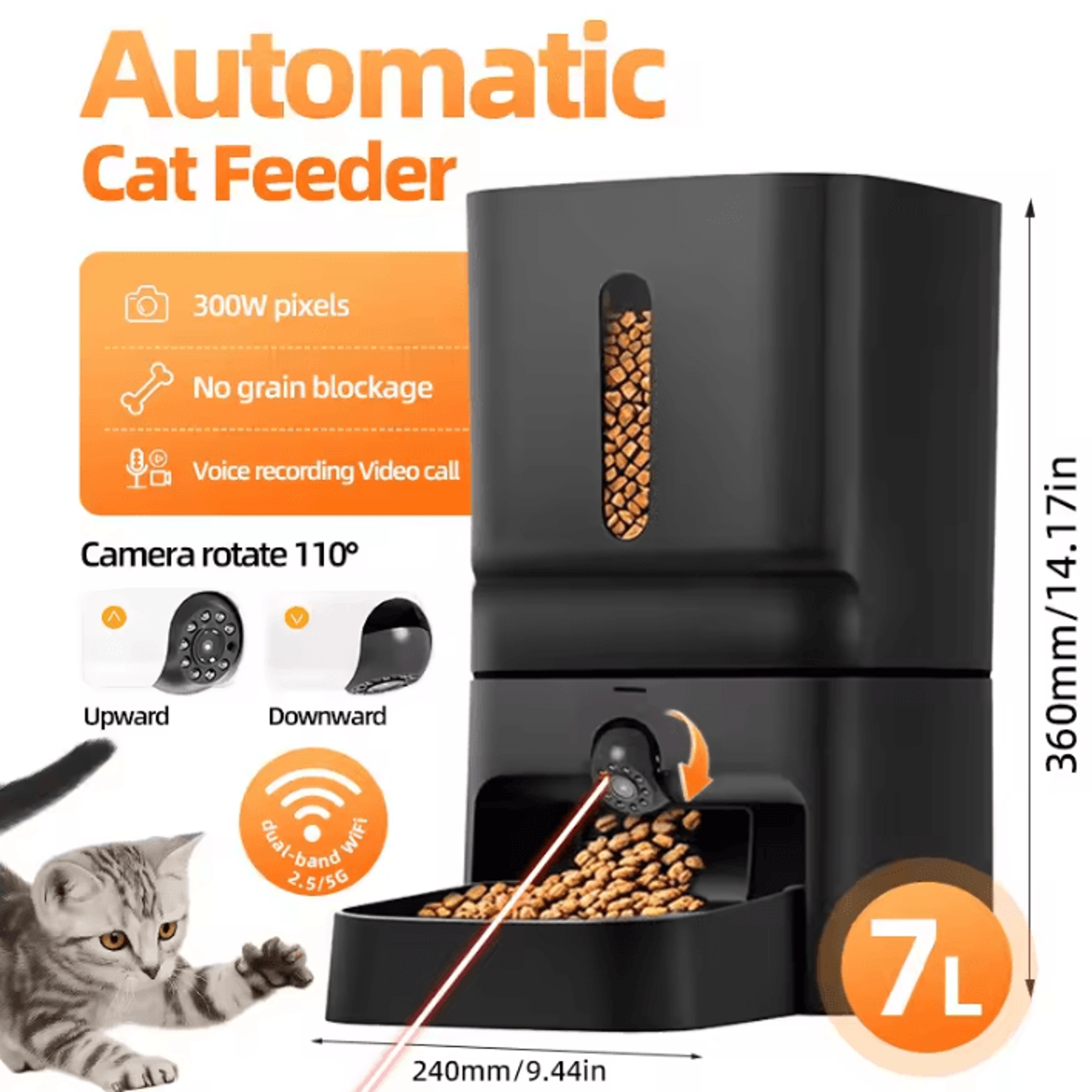 SmartServe 7L WiFi Automatic Pet Feeder With Camera  Voice Control 0
