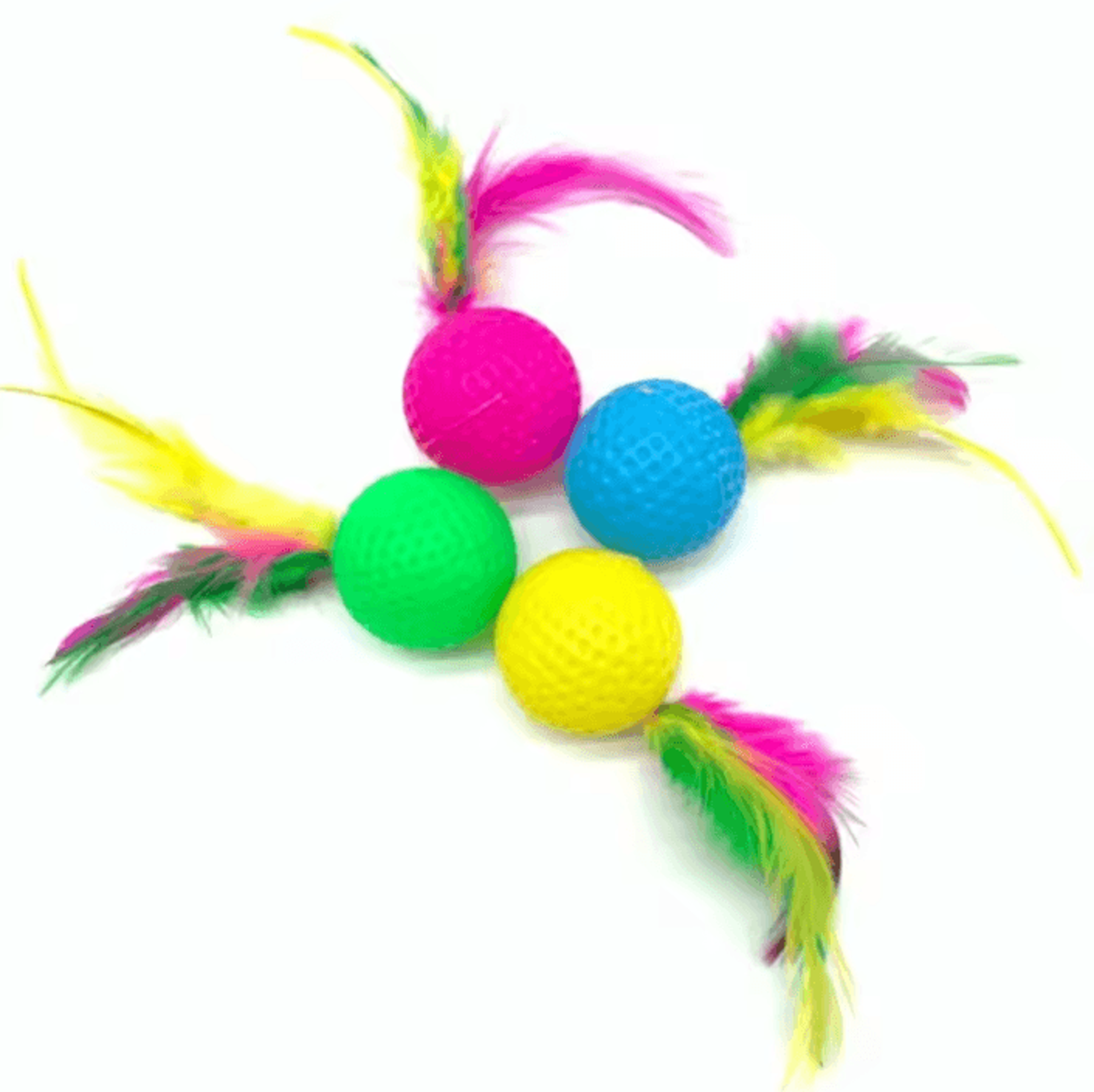 FlutterKick Cat Badminton Toy Set  Crinkle Feather Chase Balls 5 Pack 2