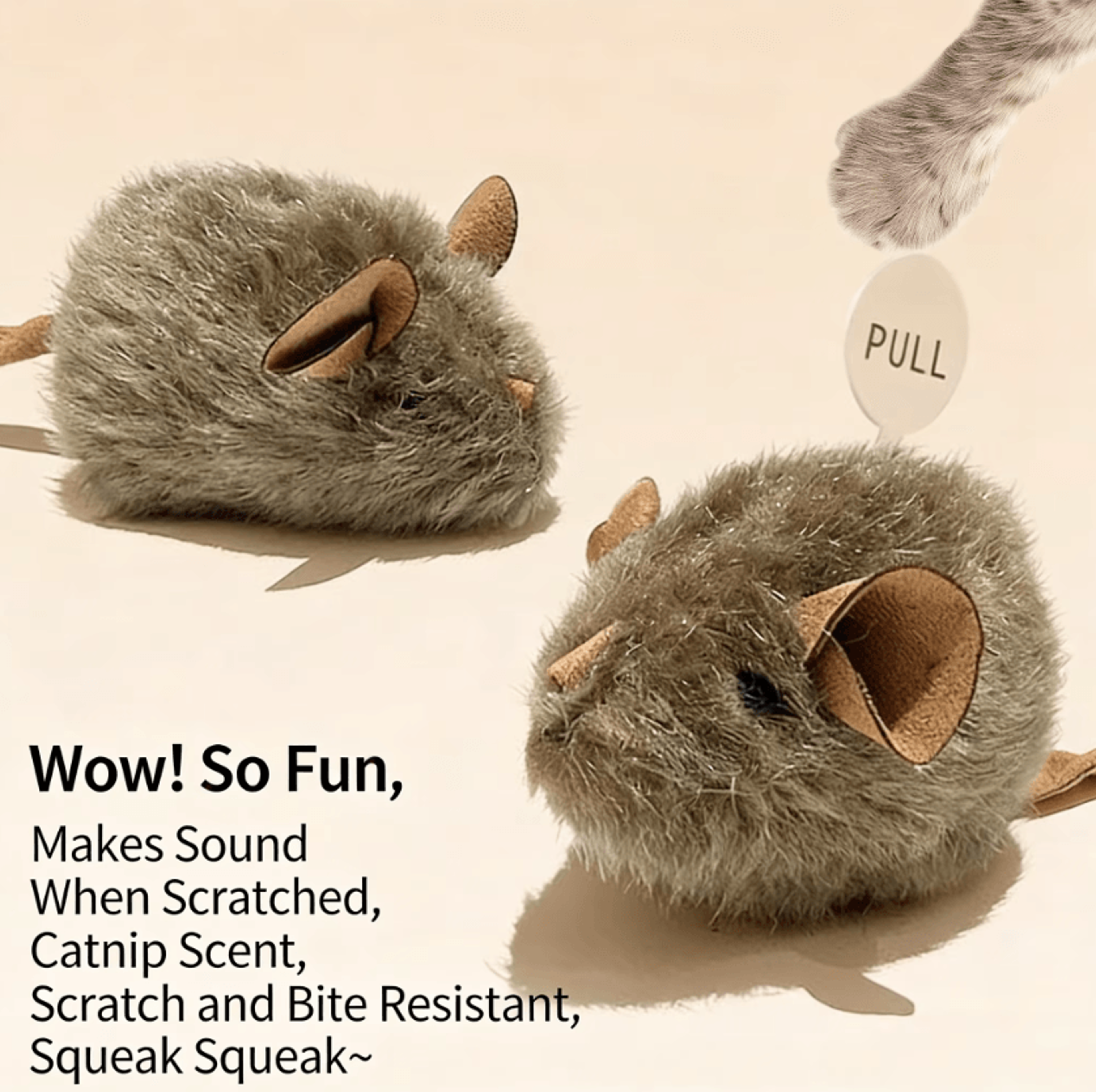 SqueakMouse Plush Cat Toy Set  Interactive Hunting  Chew Companion 3