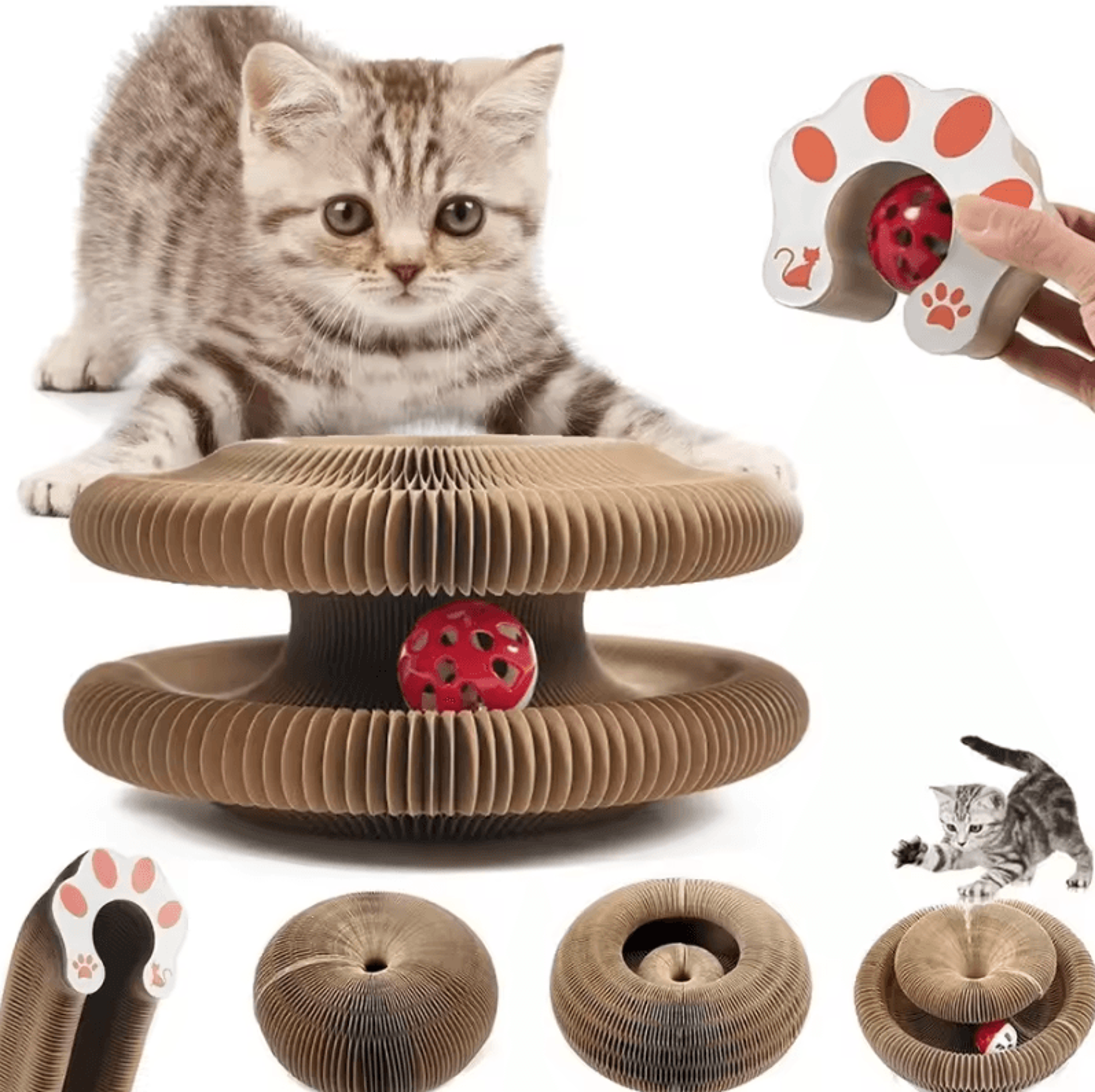 Magic Organ Cat Scratcher  Round Corrugated Scratch Board  Interactive Cat Toy 0