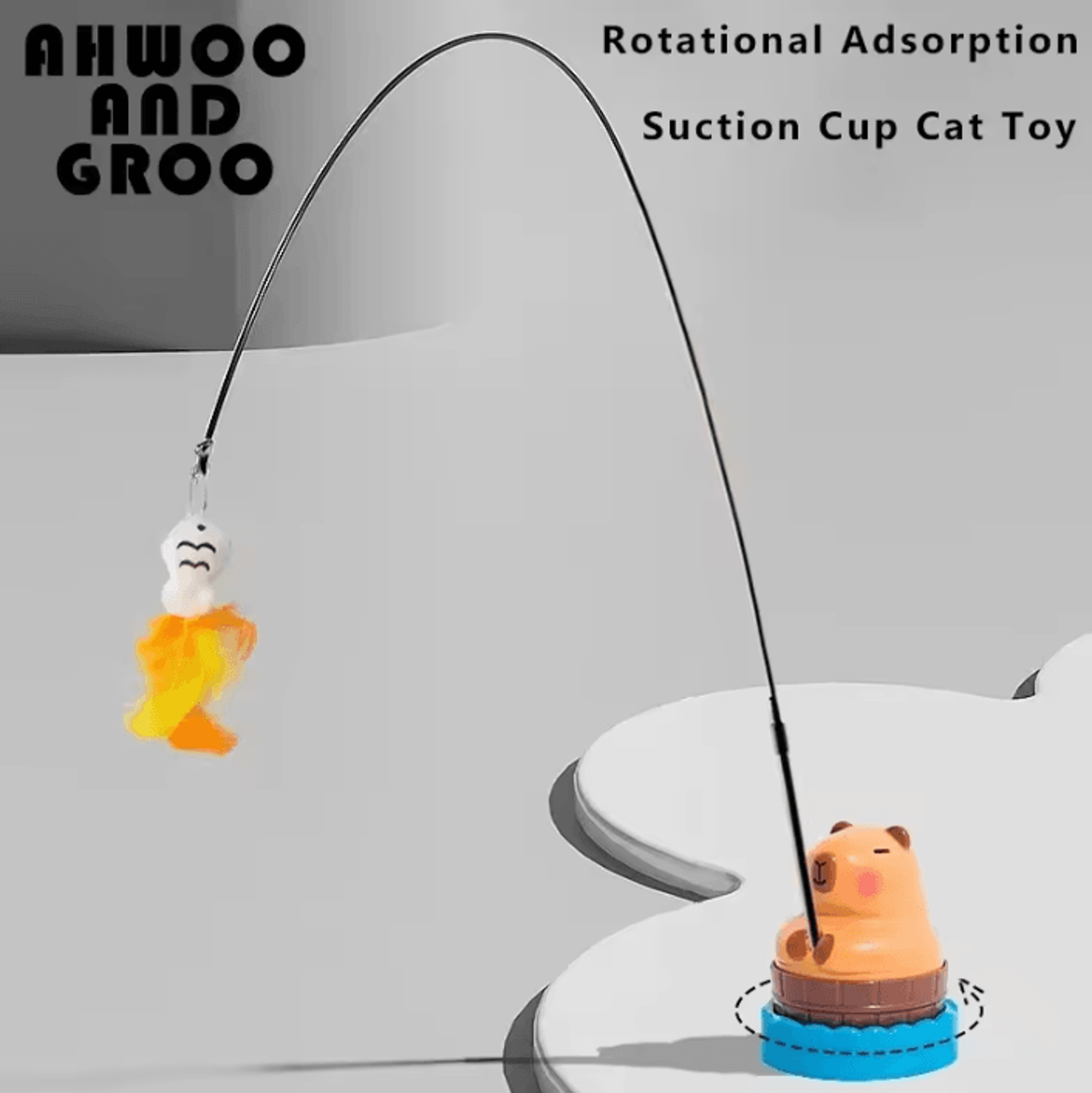Capybara Bird Teaser Wand Toy  Interactive Bell Cat Toy For Cats  Kittens 0