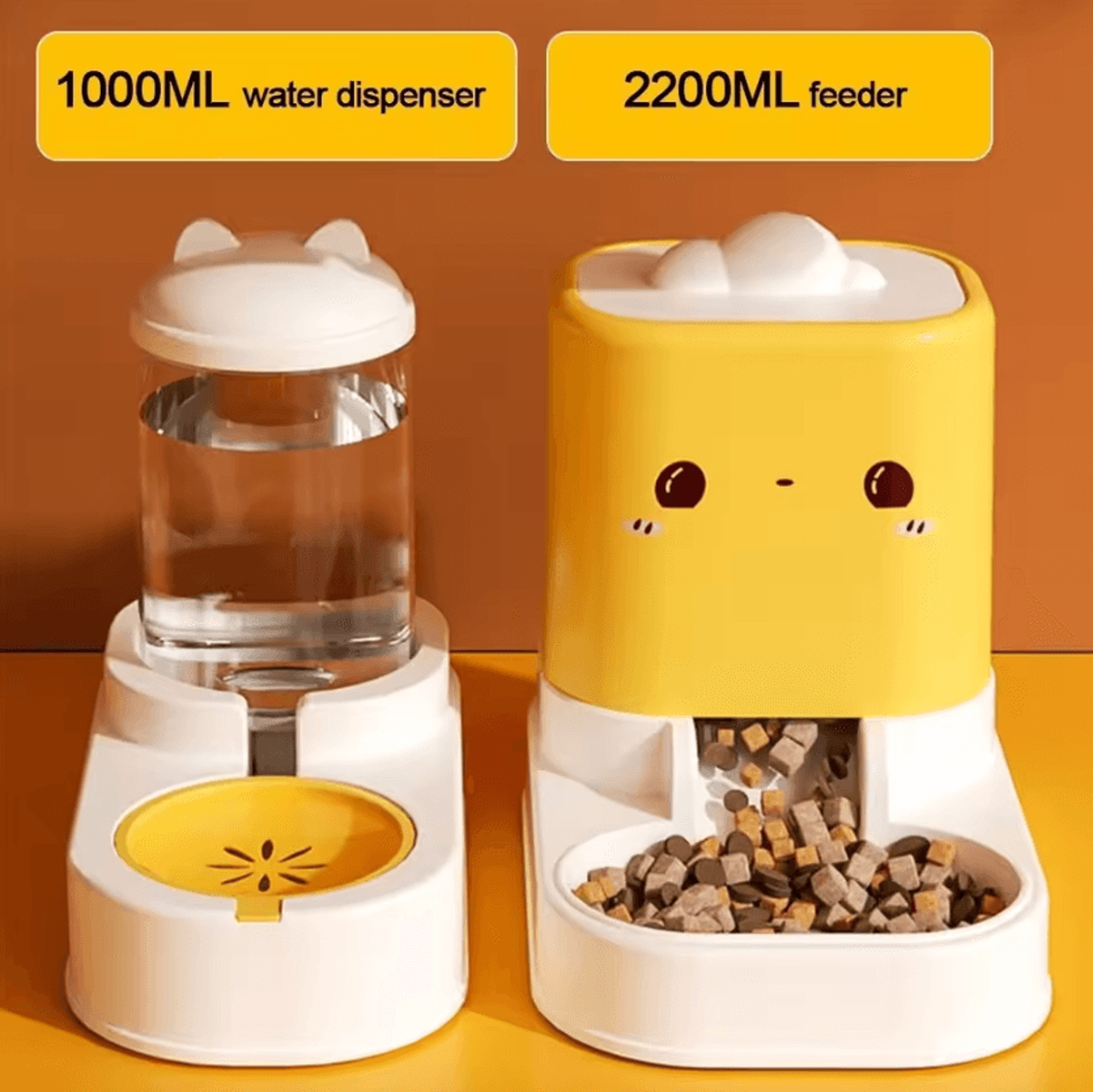 Cute CatShaped Automatic Pet Feeder  Water Dispenser Set 1