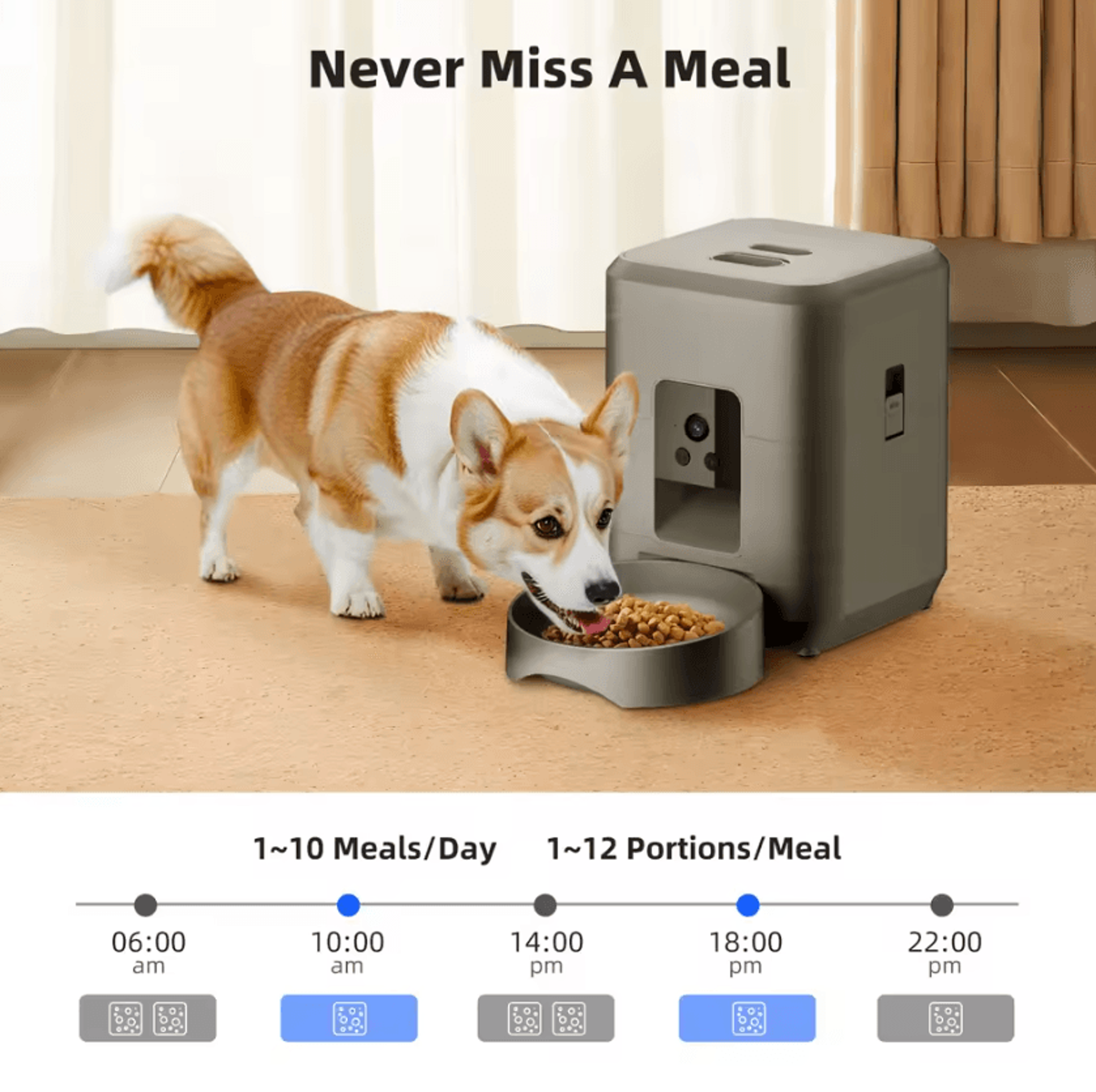 Smart WiFi Automatic Pet Feeder With Camera  Timer  2L Remote Feeding System 2