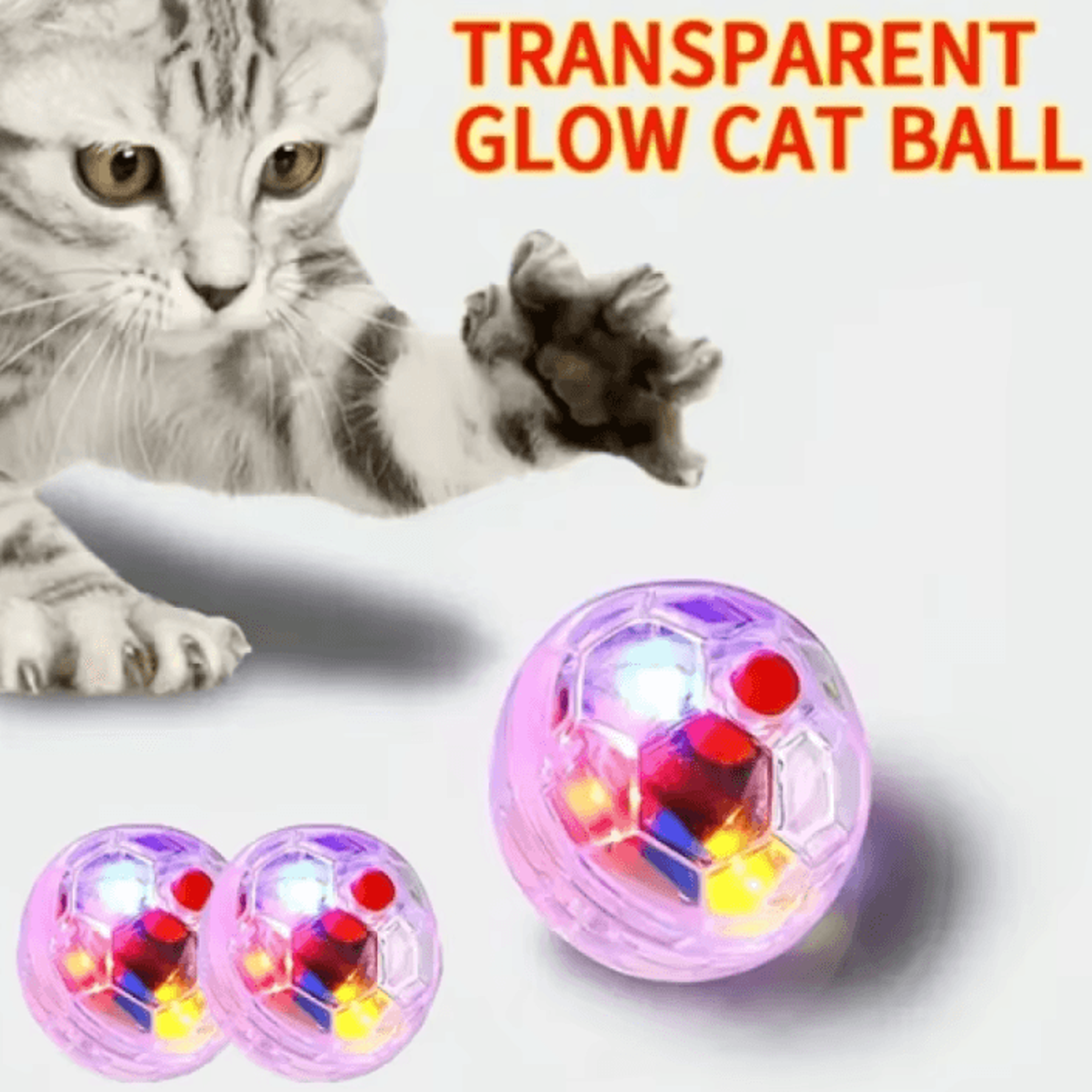 GlowChase Motion Activated Flash Ball Cat Toy Set 0