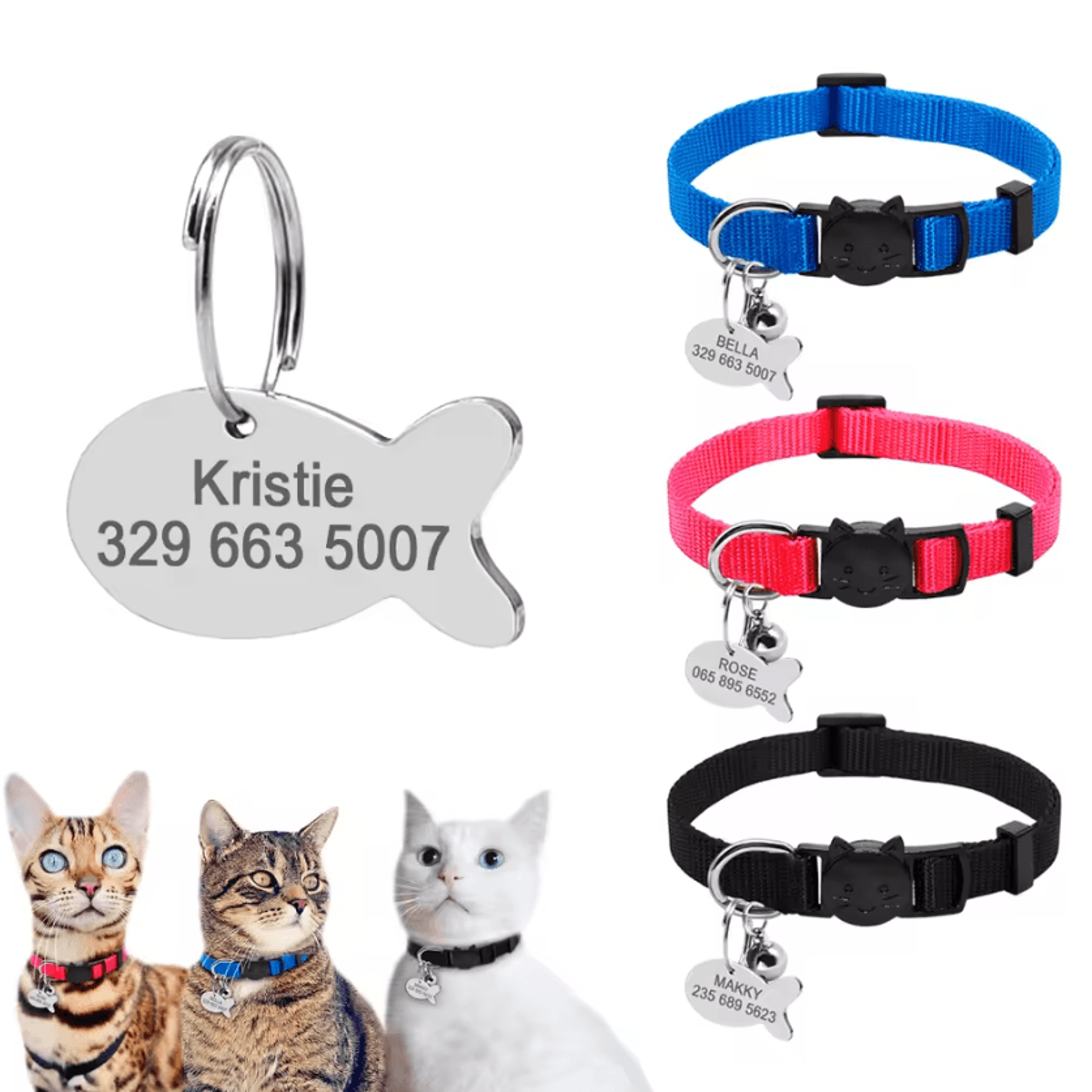 Personalized Engraved Nylon Pet Collar For Cats  Small Dogs 2