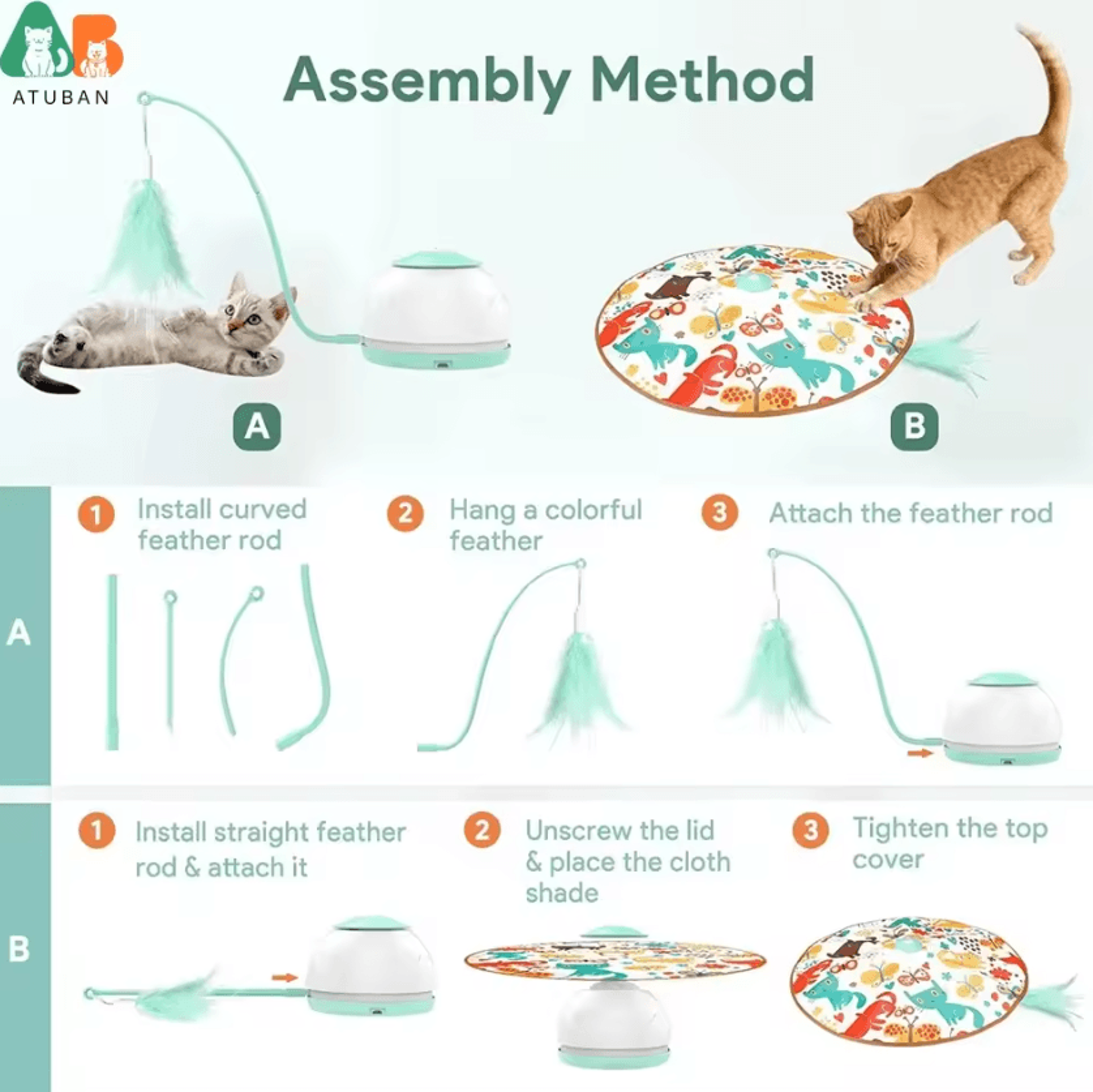 ATUBAN TurboWand Interactive Motion Cat Toy 1