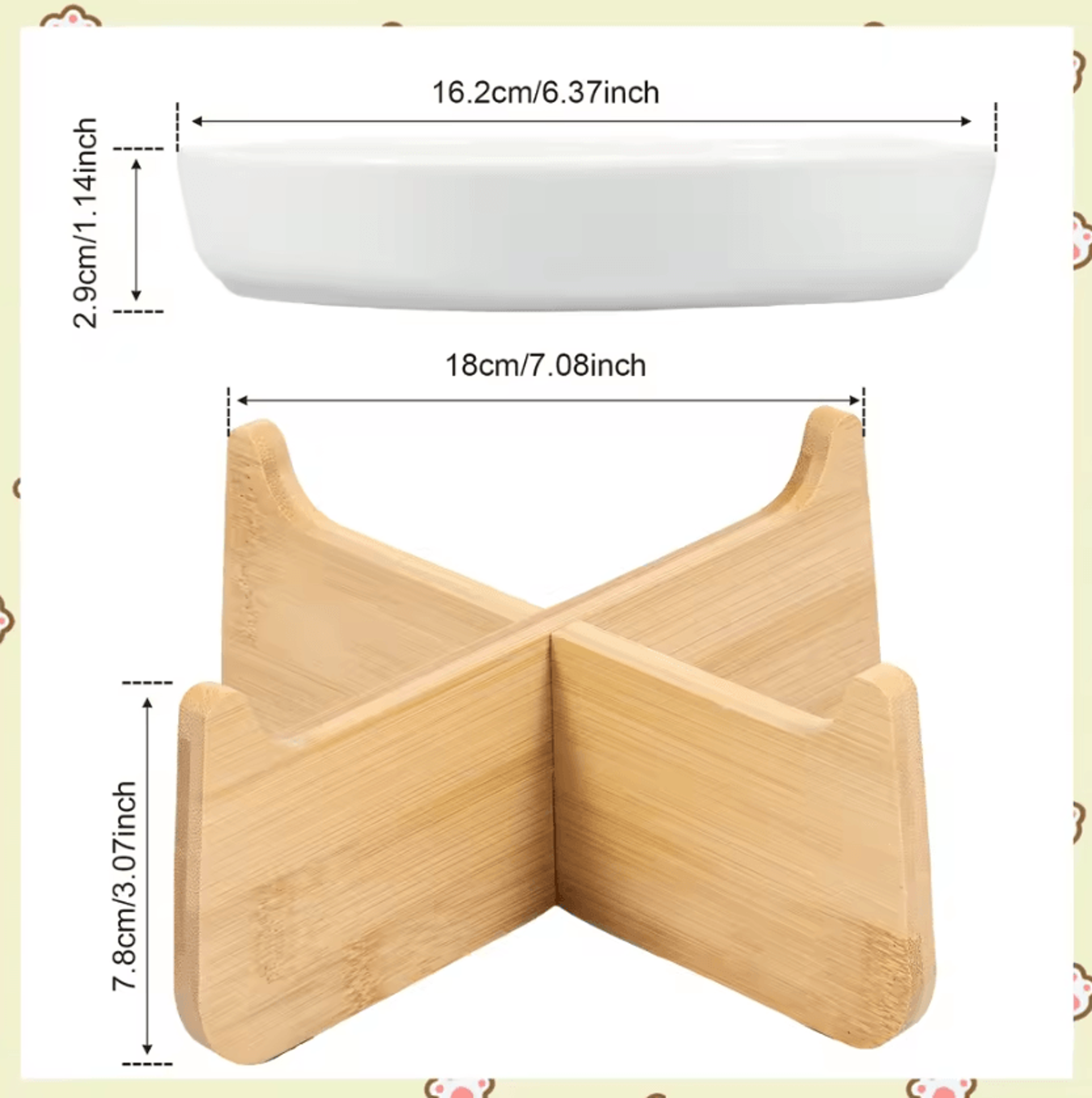 ElevaPaws Ceramic Slow Feeder Cat Bowl With Wooden Stand 2