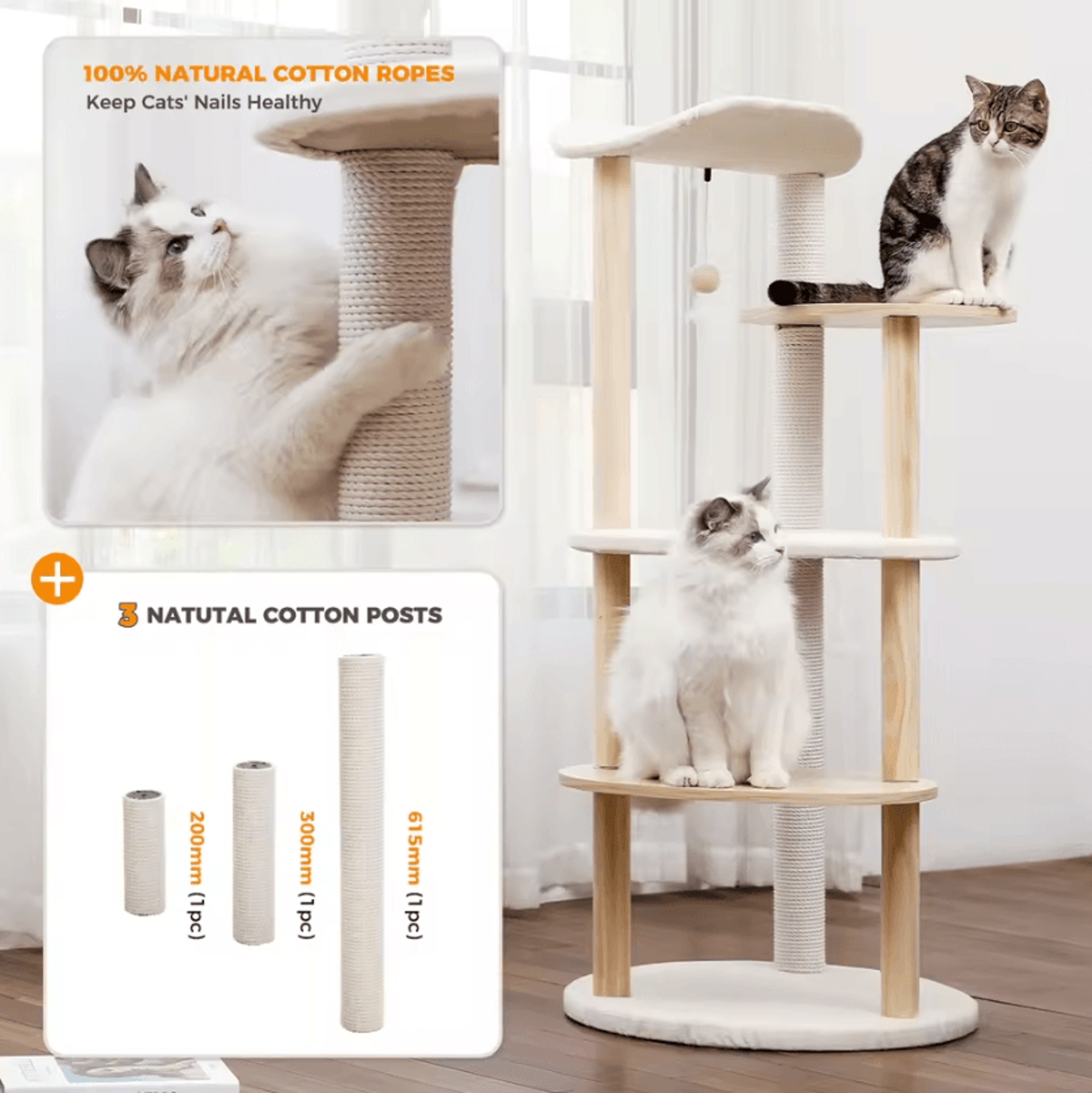 SummitPaws Wooden Cat Tree Tower 2