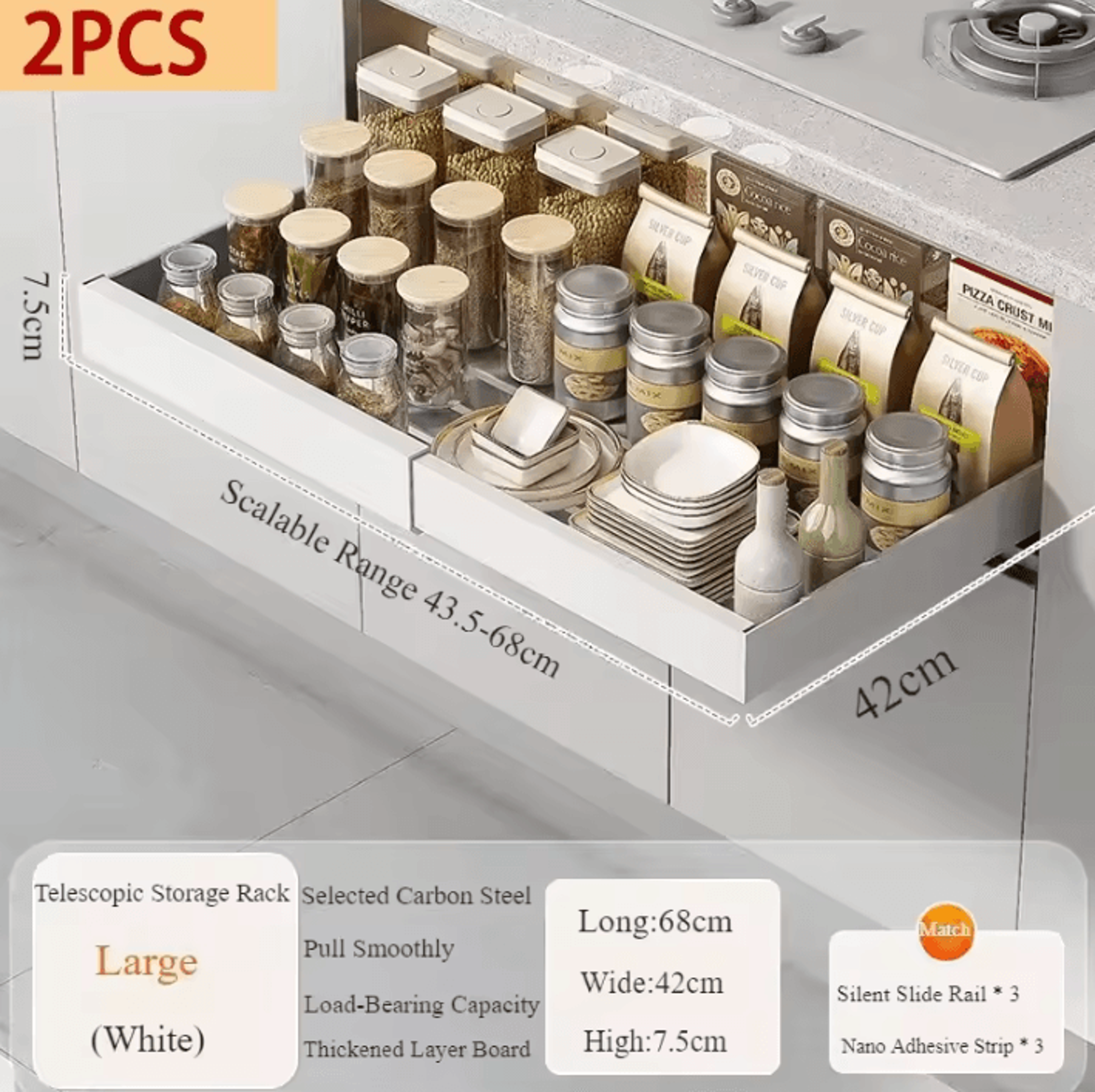 SlideMax PullOut Cabinet Organizer  Expandable Storage Drawer 6
