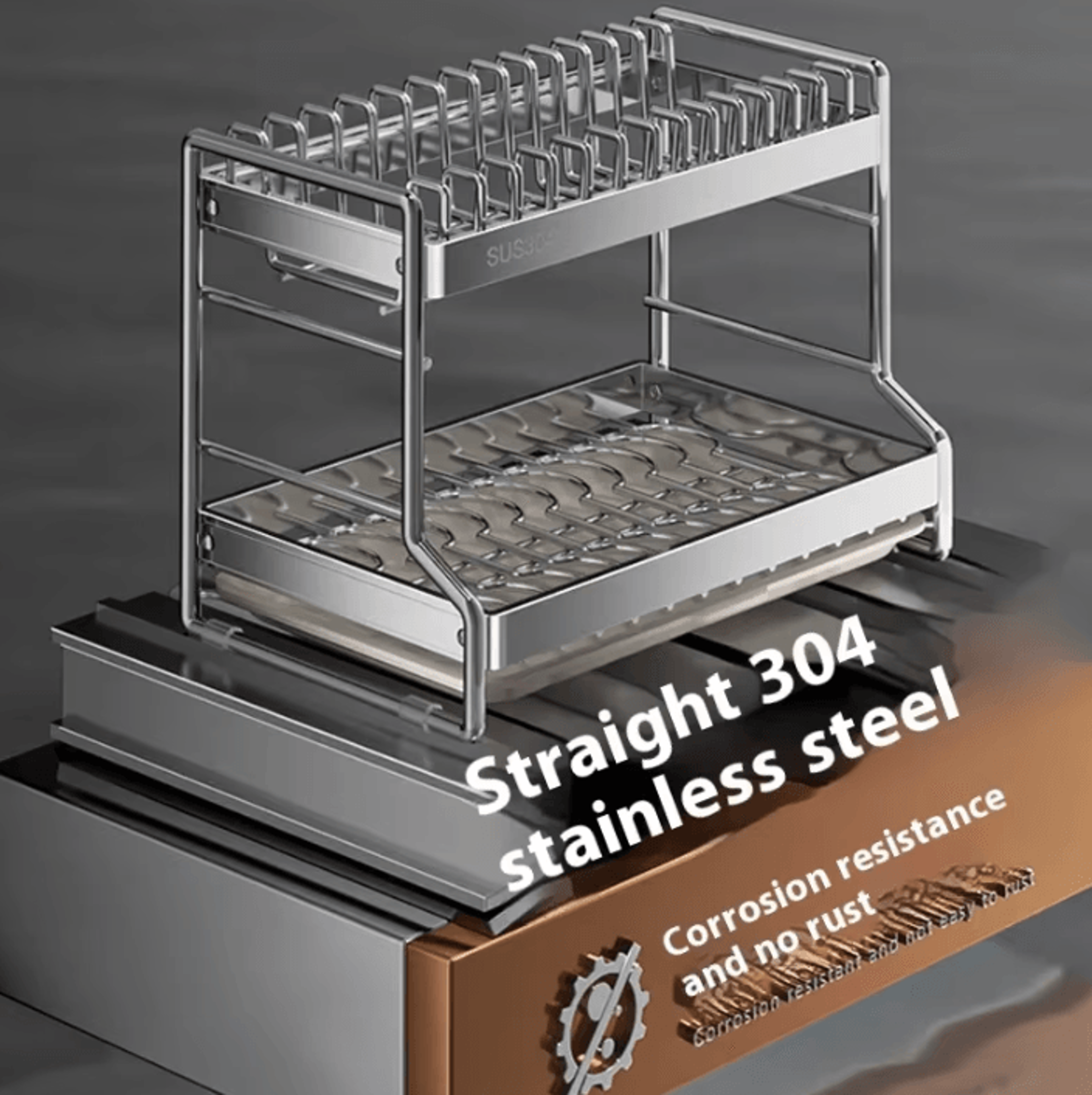 DryElite Stainless Steel Dish Drying Rack  Kitchen Drain Board Organizer 2