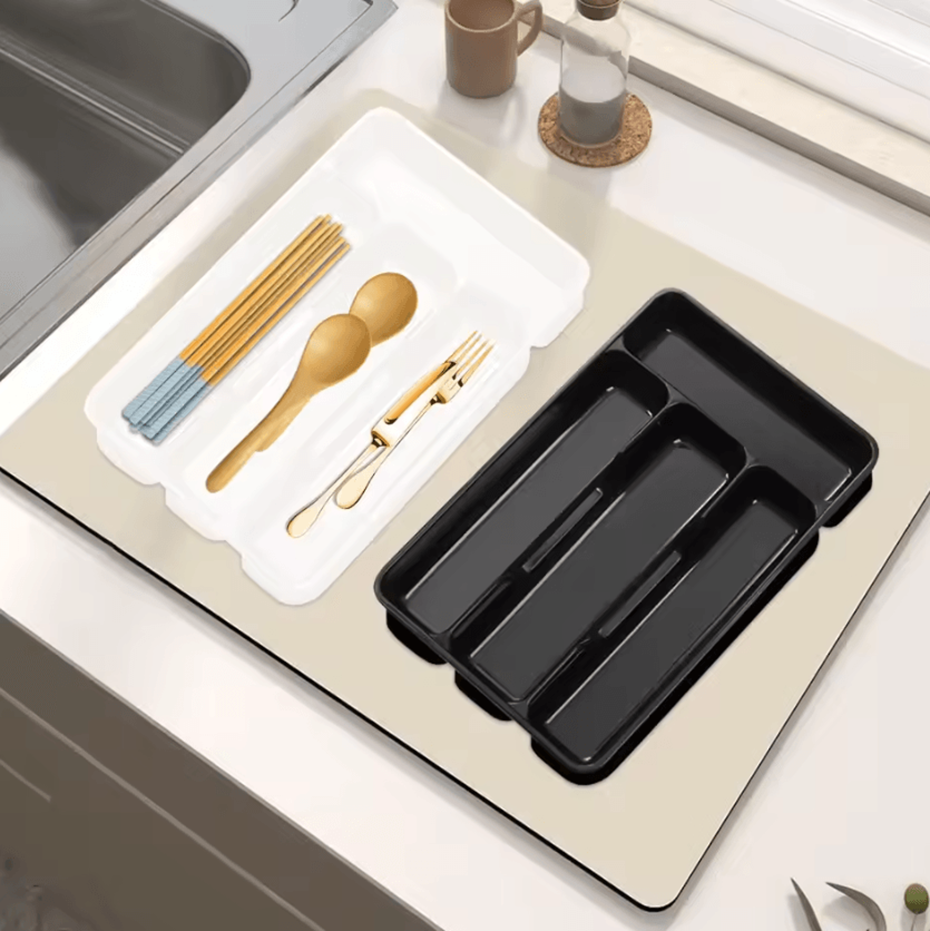 NeatSort Compact Silverware Organizer  4Compartment Flatware Tray 2