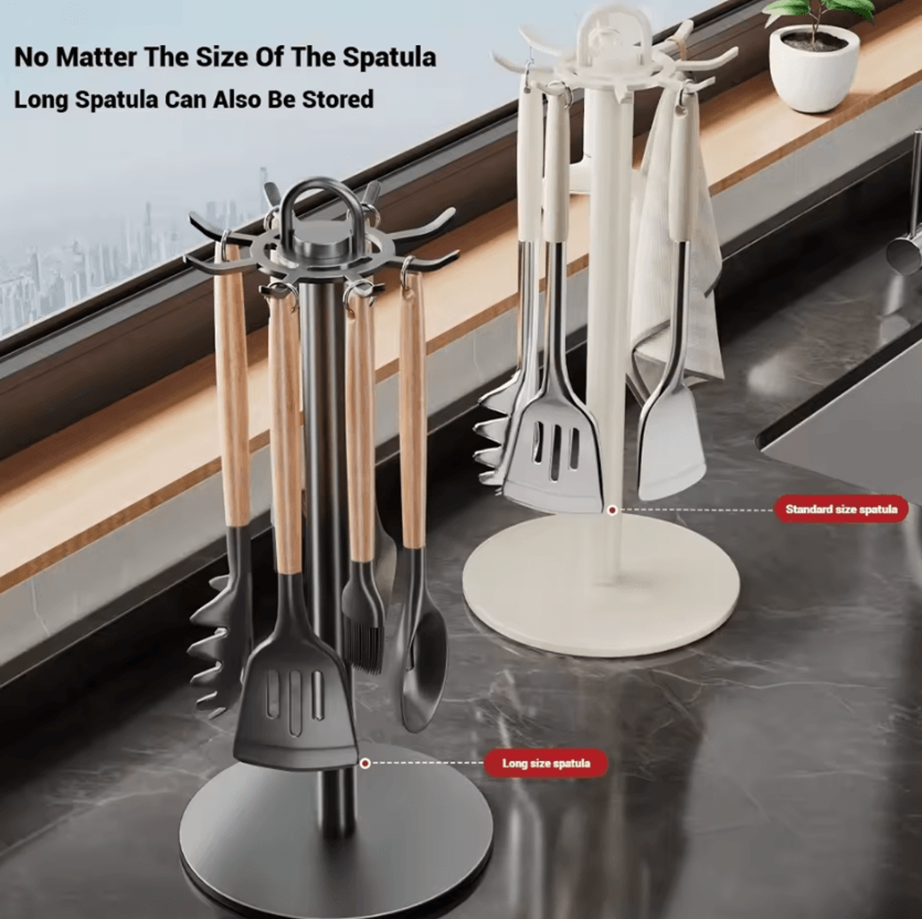 SpinHook Rotating Utensil Holder Rack  8Hook Kitchen Organizer 0