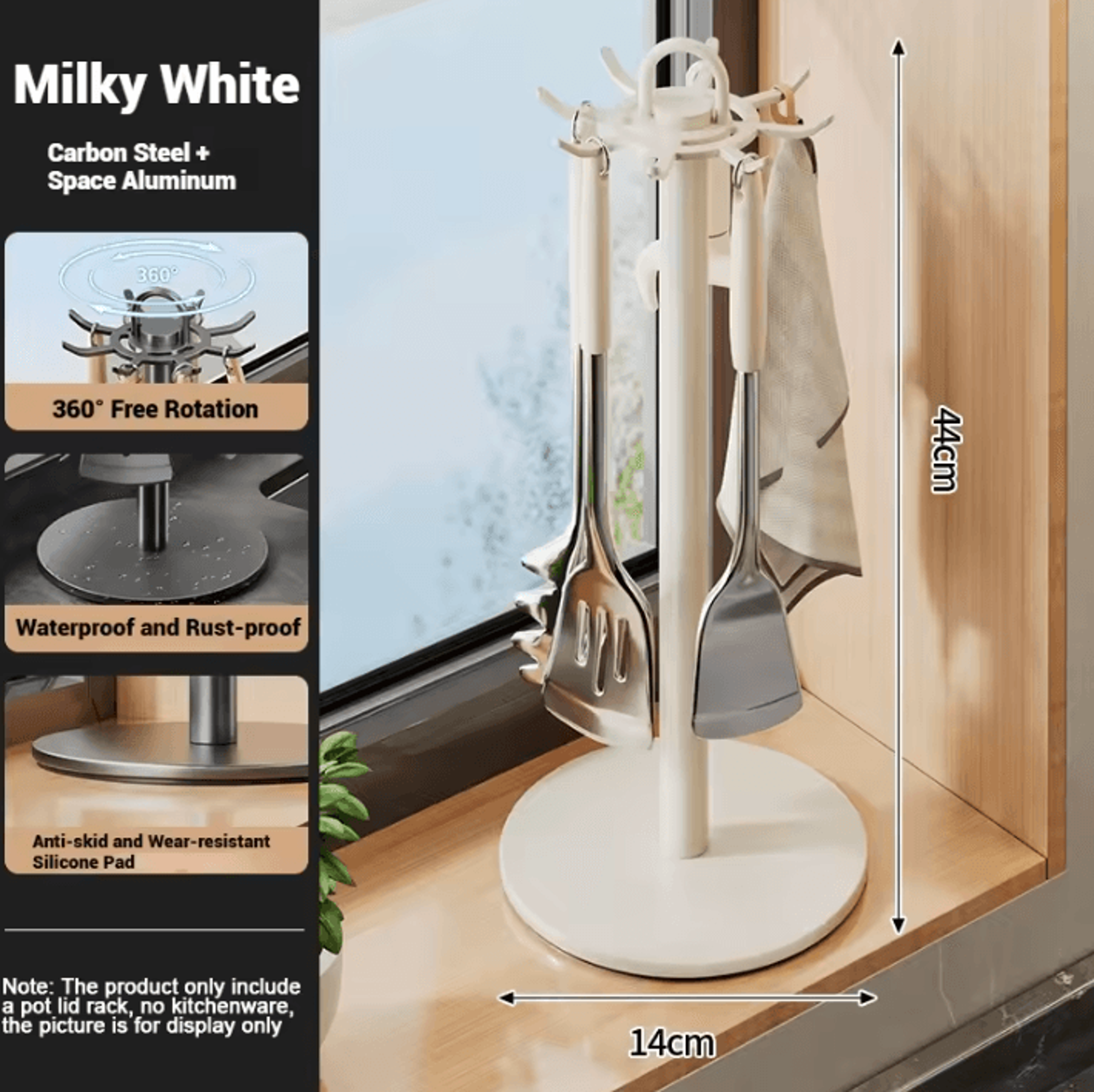 SpinHook Rotating Utensil Holder Rack  8Hook Kitchen Organizer 5