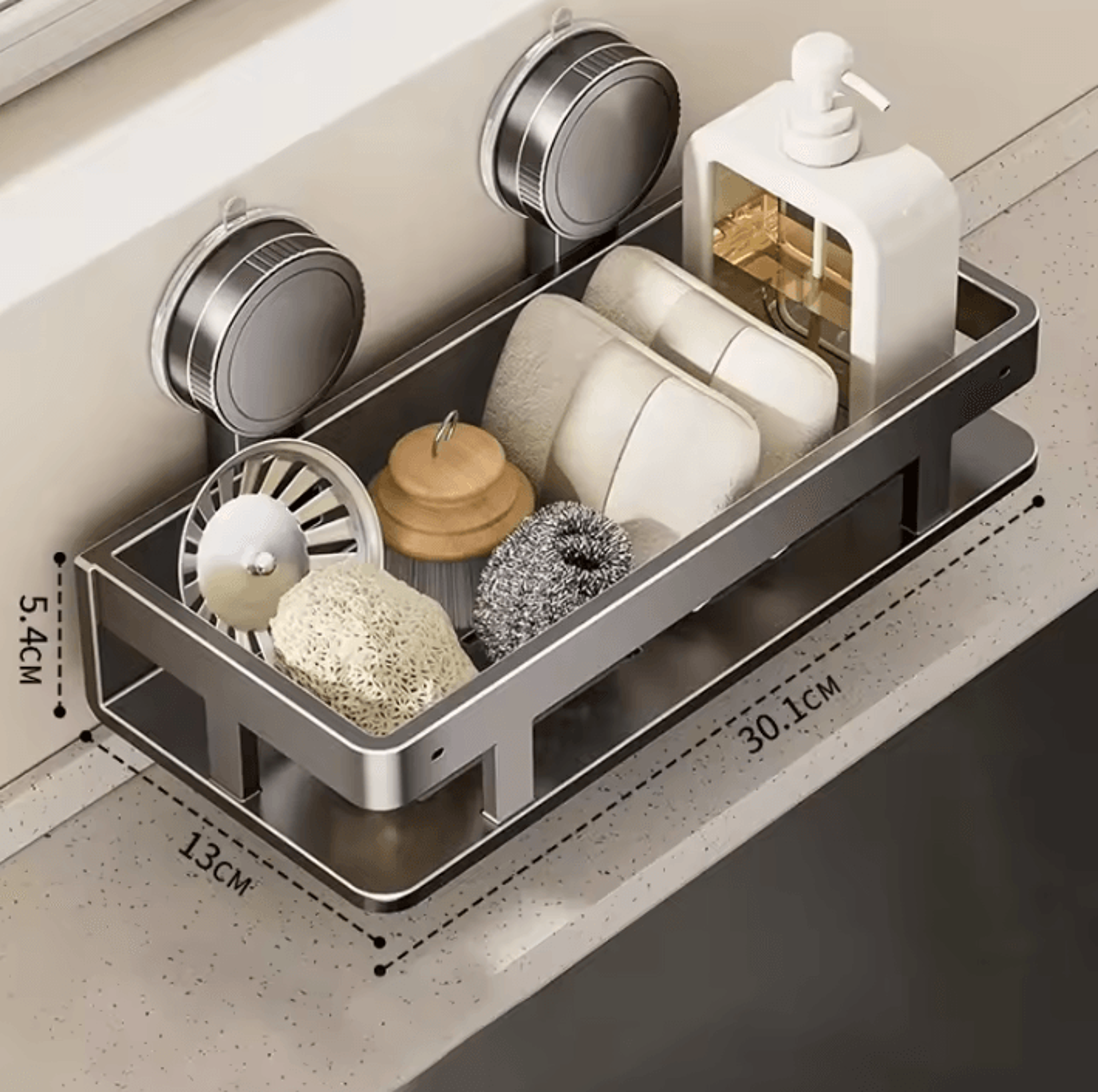 WallMounted Suction Cup Storage Shelf For Kitchen  Bathroom Organization 3