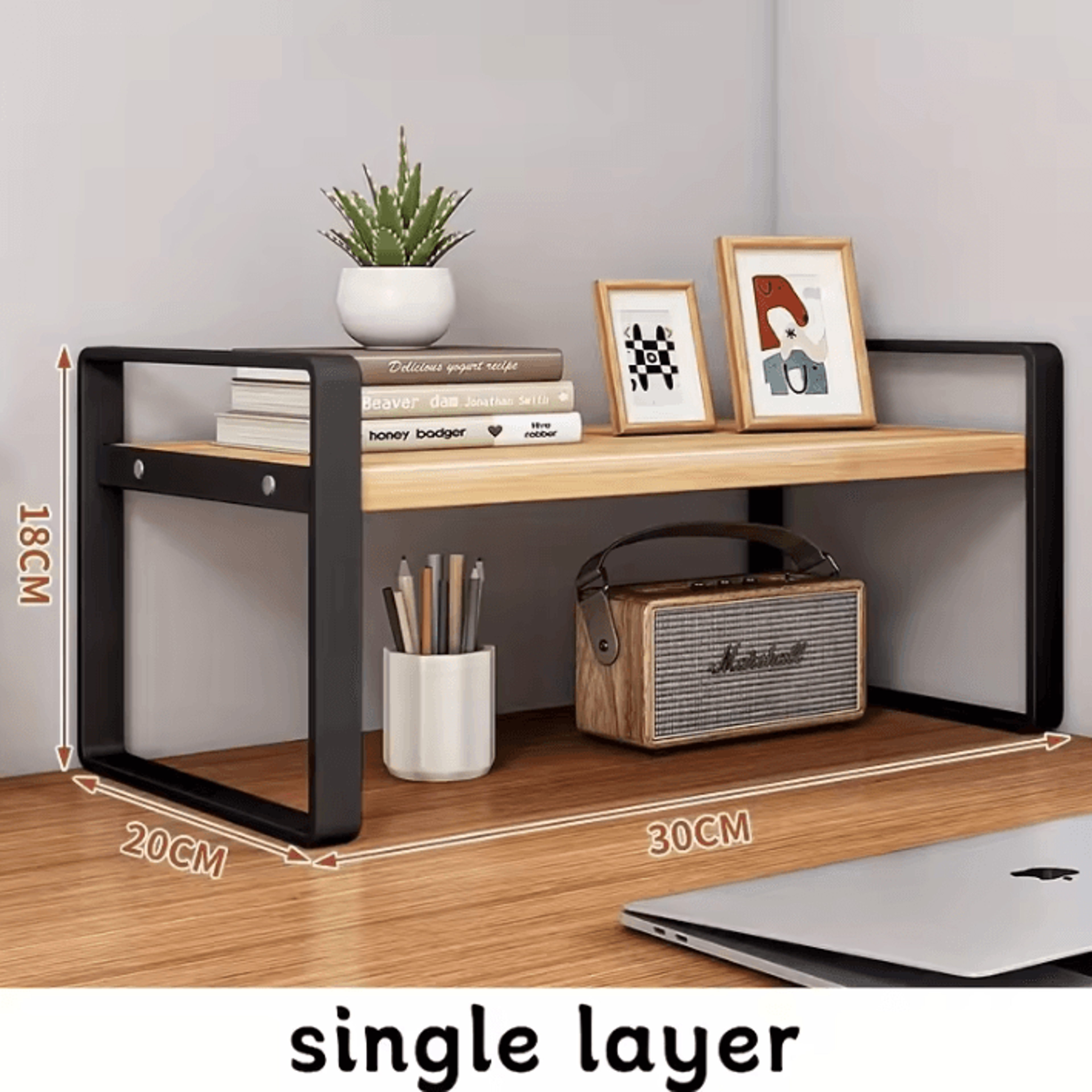 Minimalist MultiTier Iron Desk Organizer Shelf For Office  Home Workspace 1