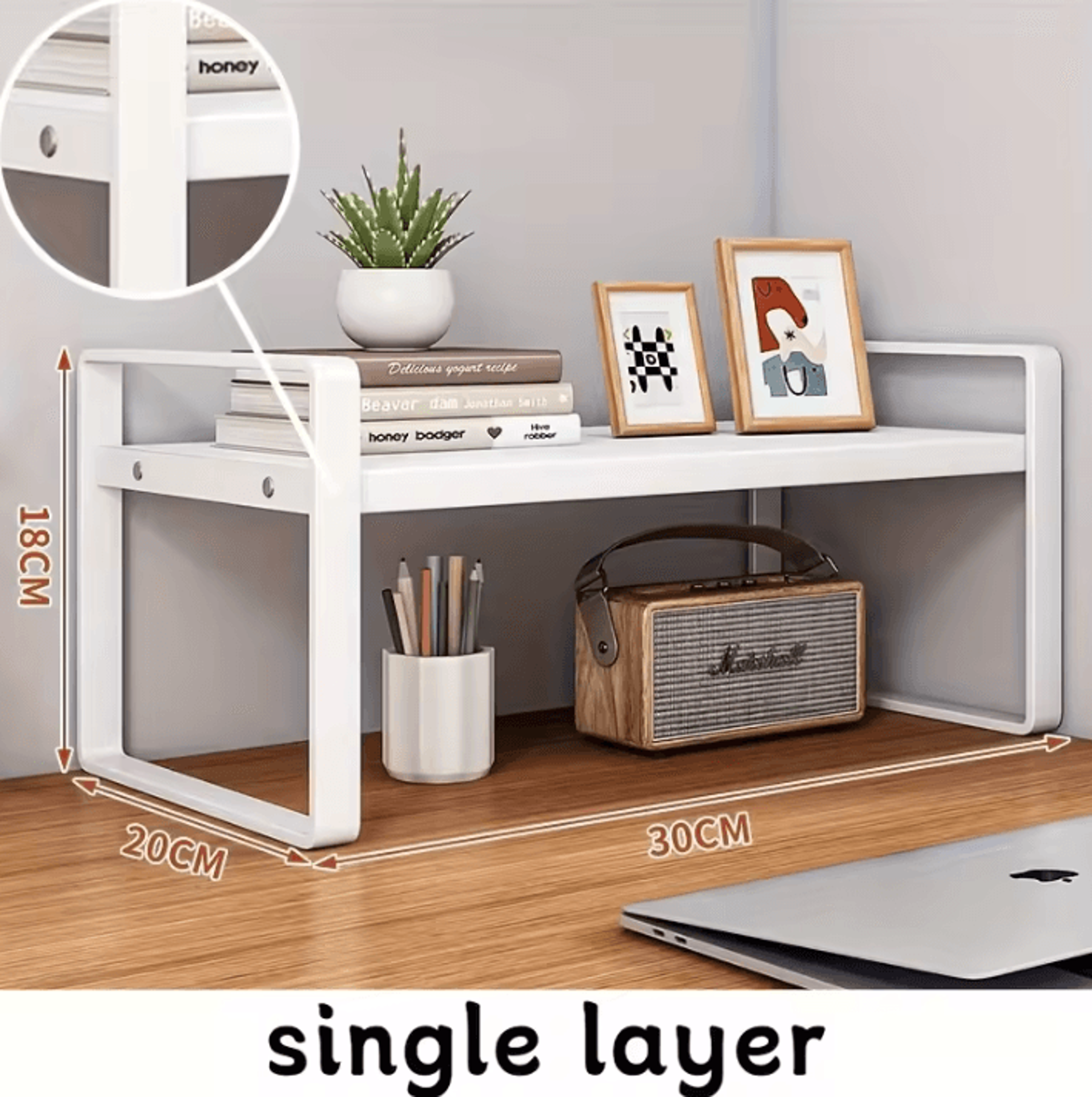 Minimalist MultiTier Iron Desk Organizer Shelf For Office  Home Workspace 7