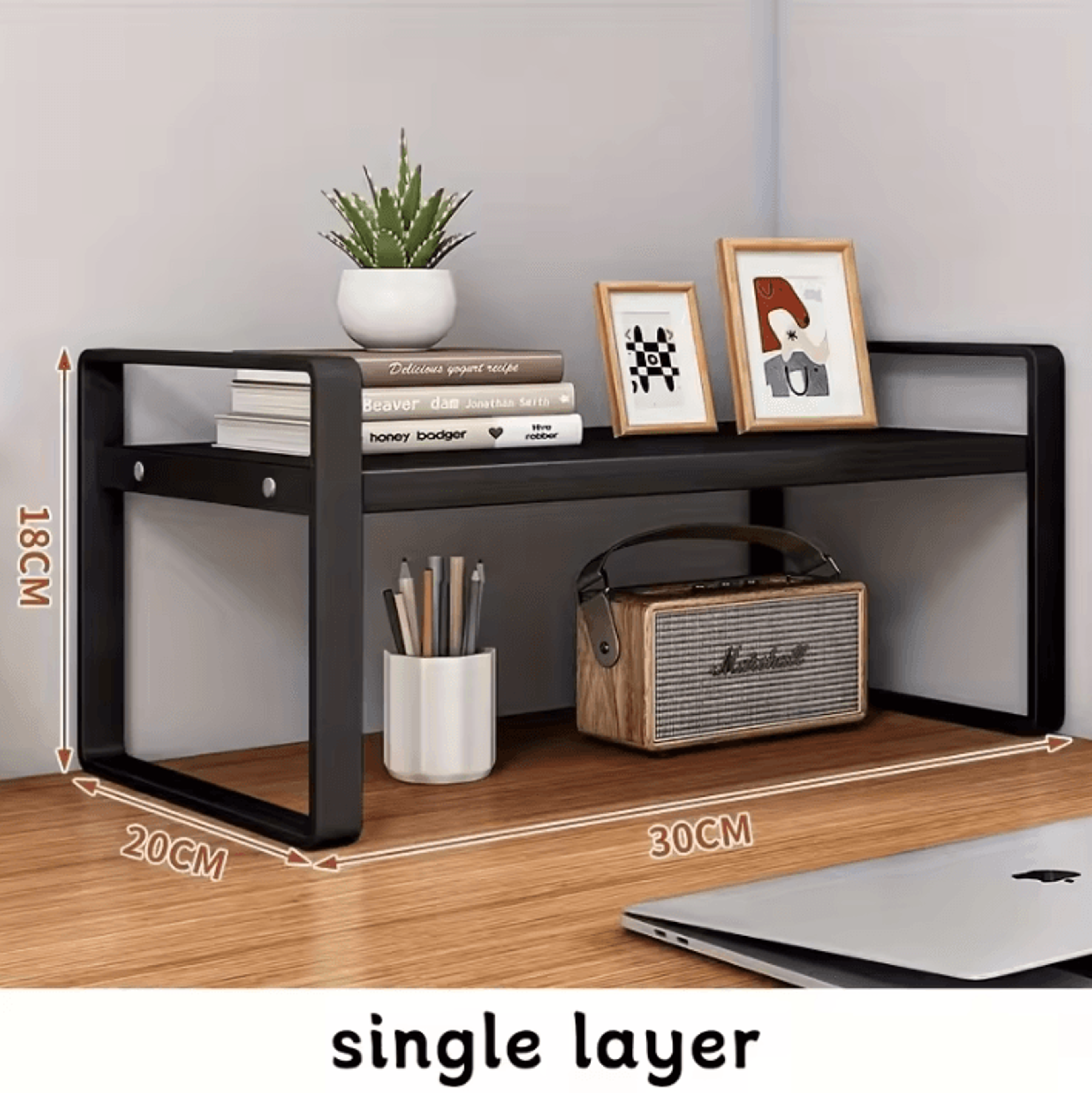 Minimalist MultiTier Iron Desk Organizer Shelf For Office  Home Workspace 8