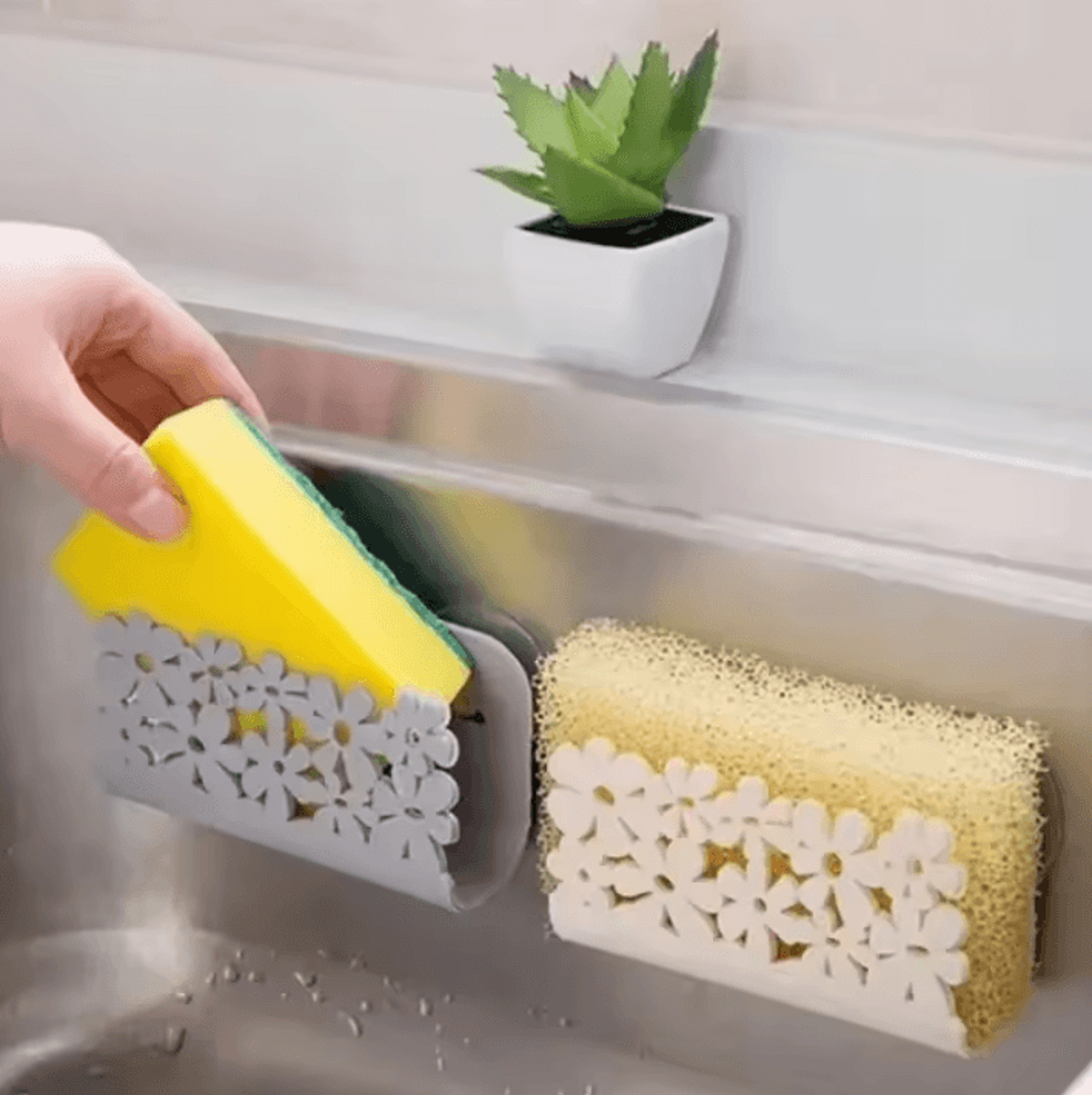ClipOn Dish Cloth  Sponge Holder Rack For Kitchen  Bathroom Organization 0
