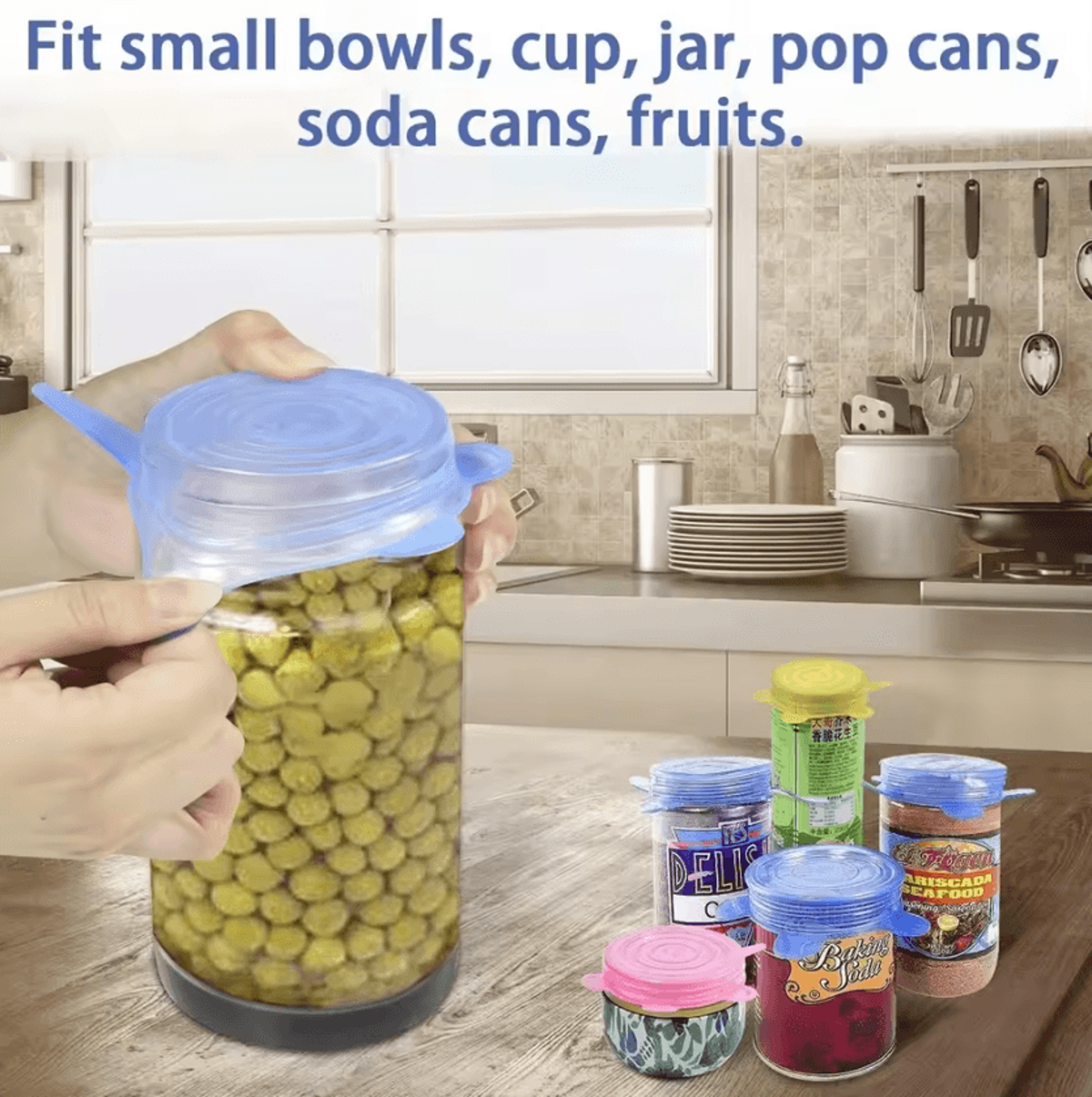 Reusable Silicone Stretch Lids For Cups Cans  Mason Jars  8Pack Freshness Covers 2