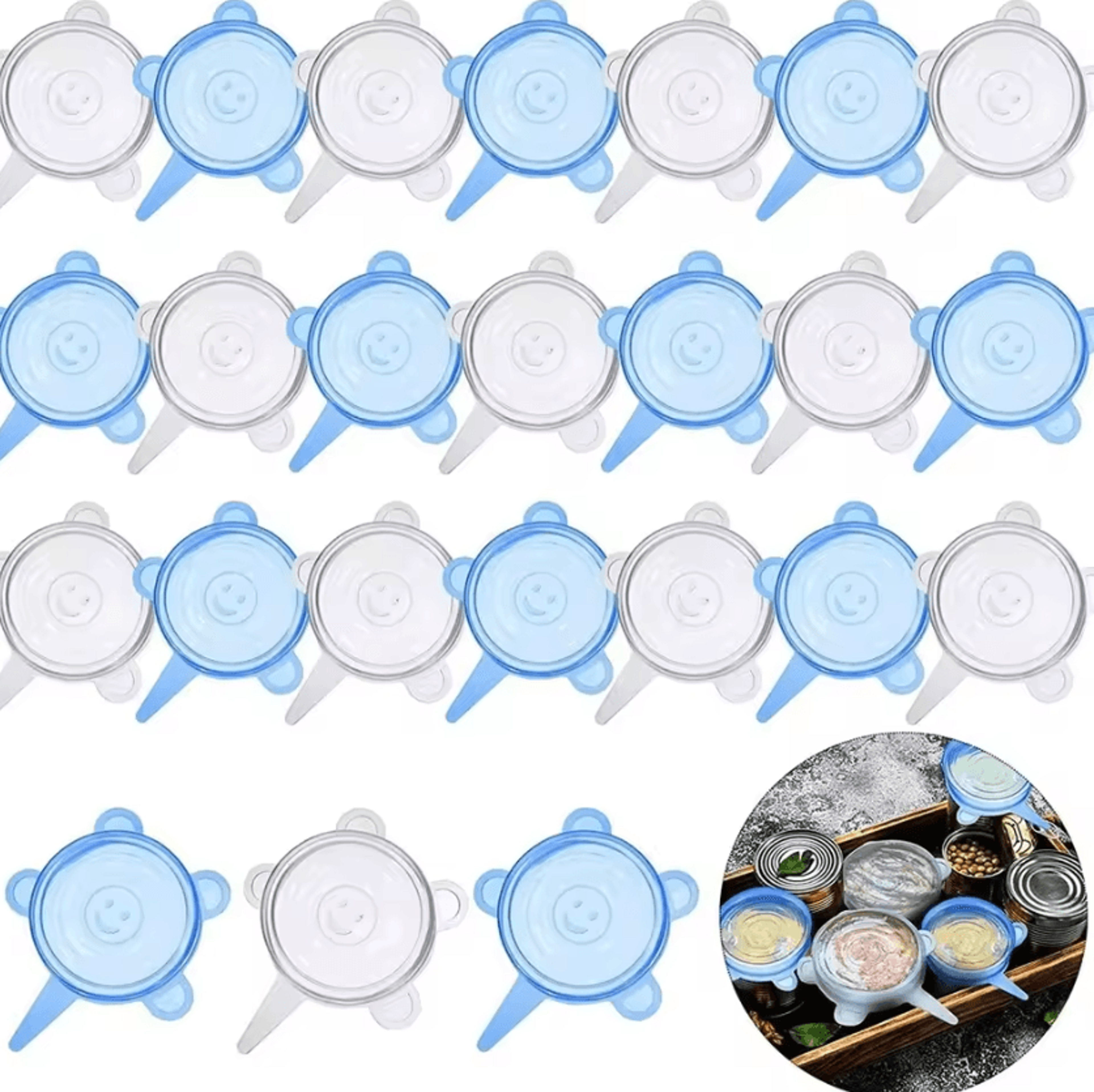 20Pack Reusable Silicone Stretch Jar Lids For Food  Fresh Produce Storage 0