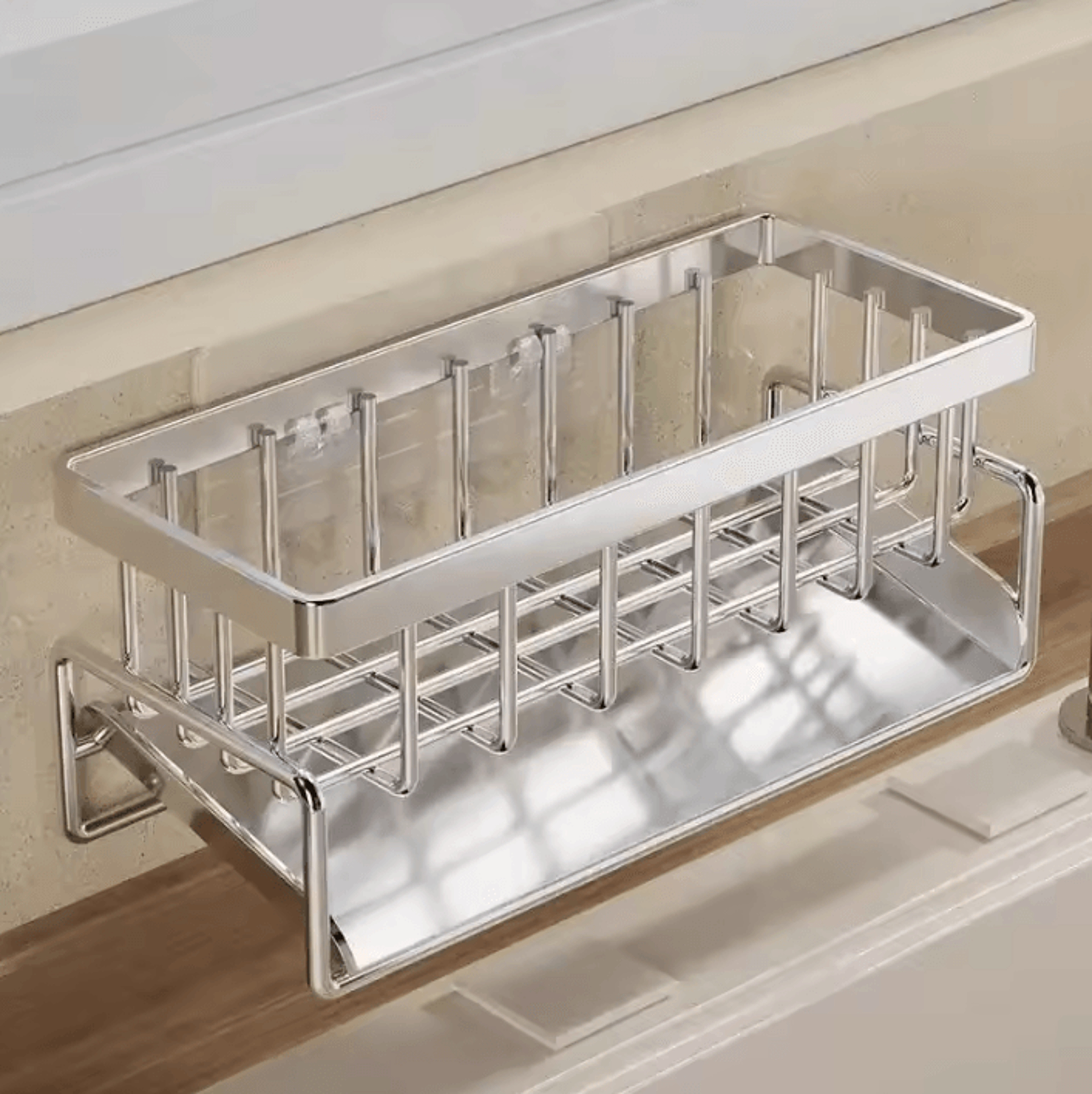 Stainless Steel MultiFunctional Sink Organizer With Sponge Holder Soap Drainer  Towel Rack 0
