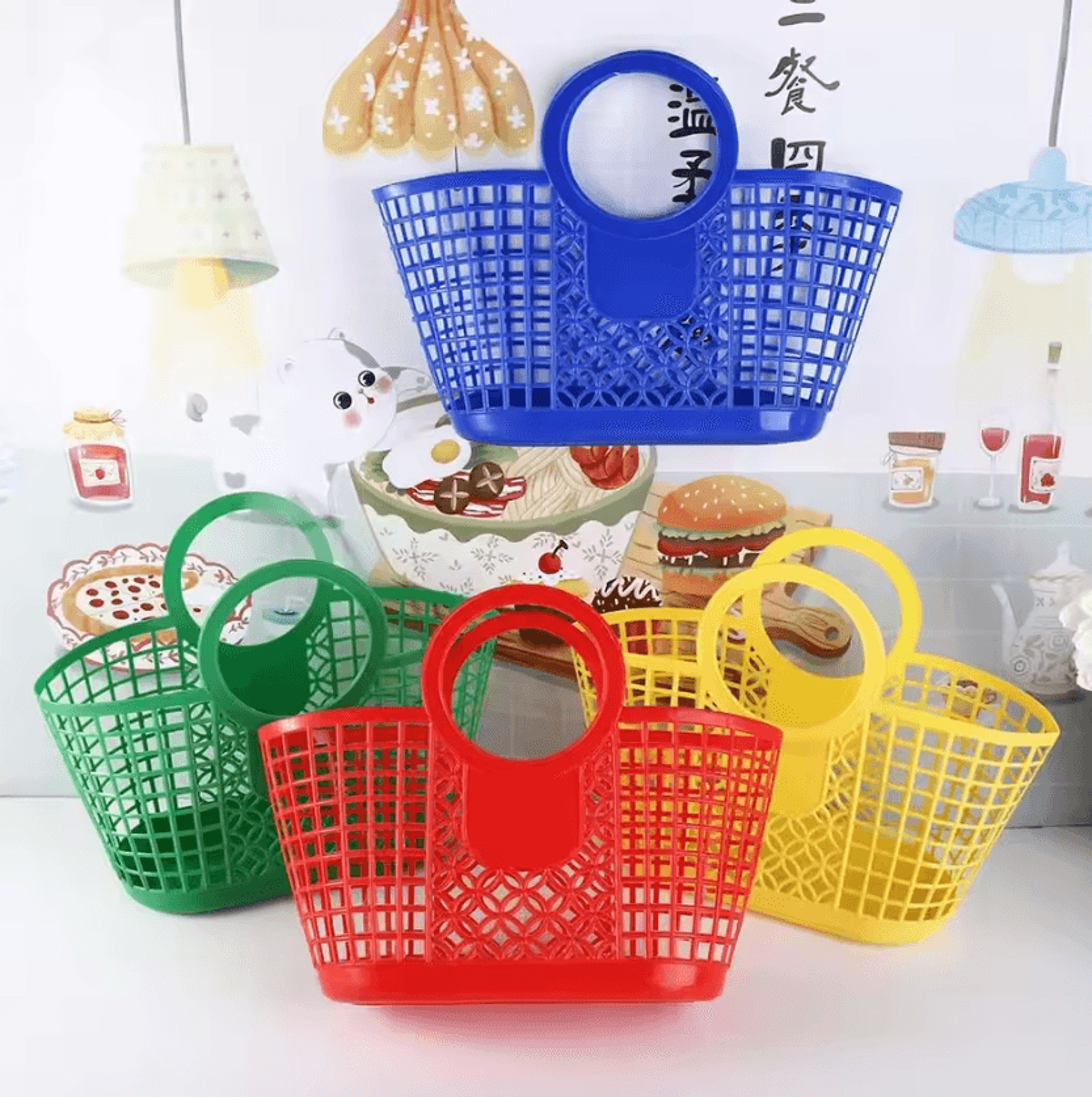 Portable Hollow Storage Basket For Fruits Vegetables Toys  Household Organization 0