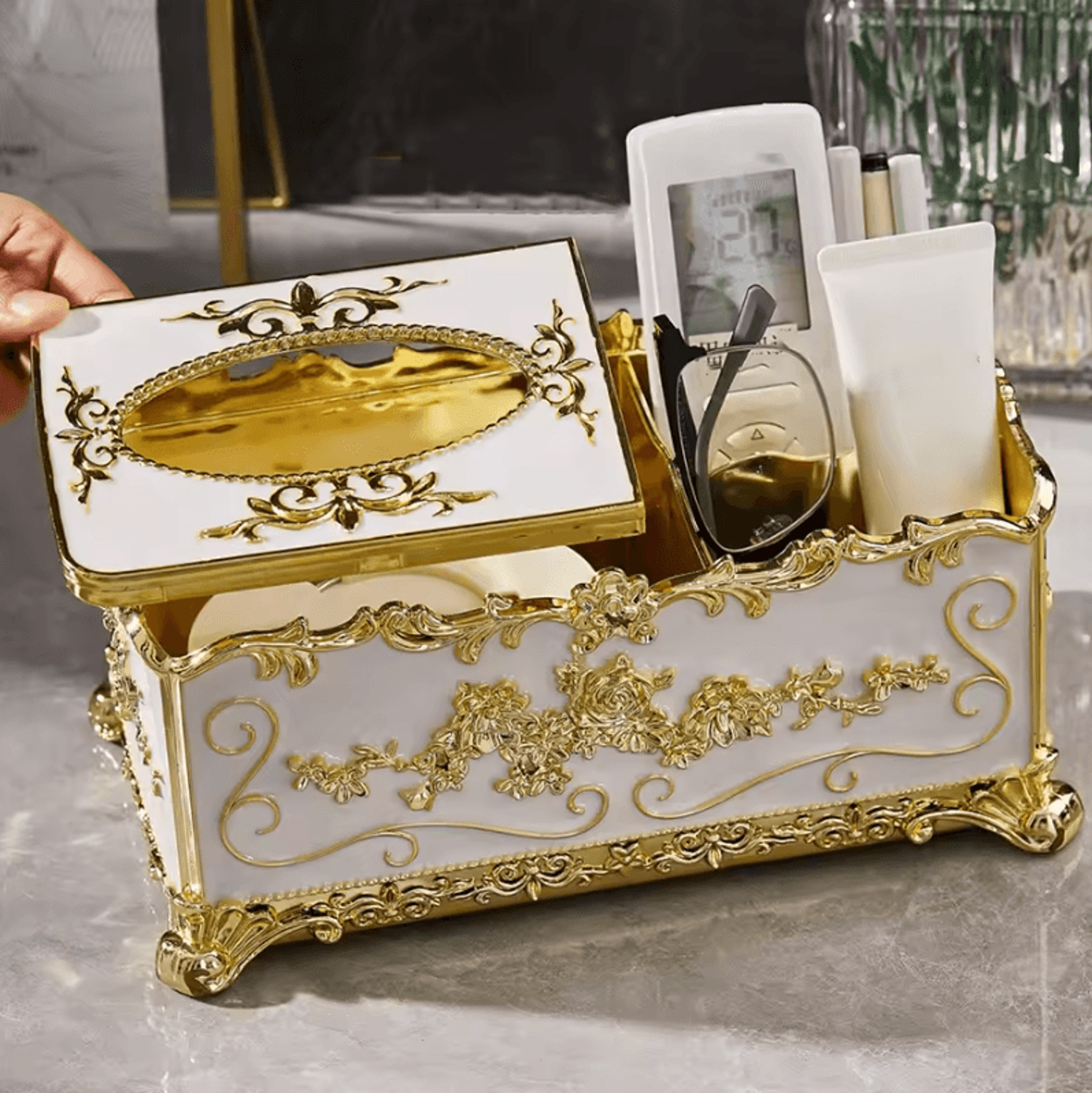 European Style Tissue Box  Remote Control Organizer For Living Room Decor 2
