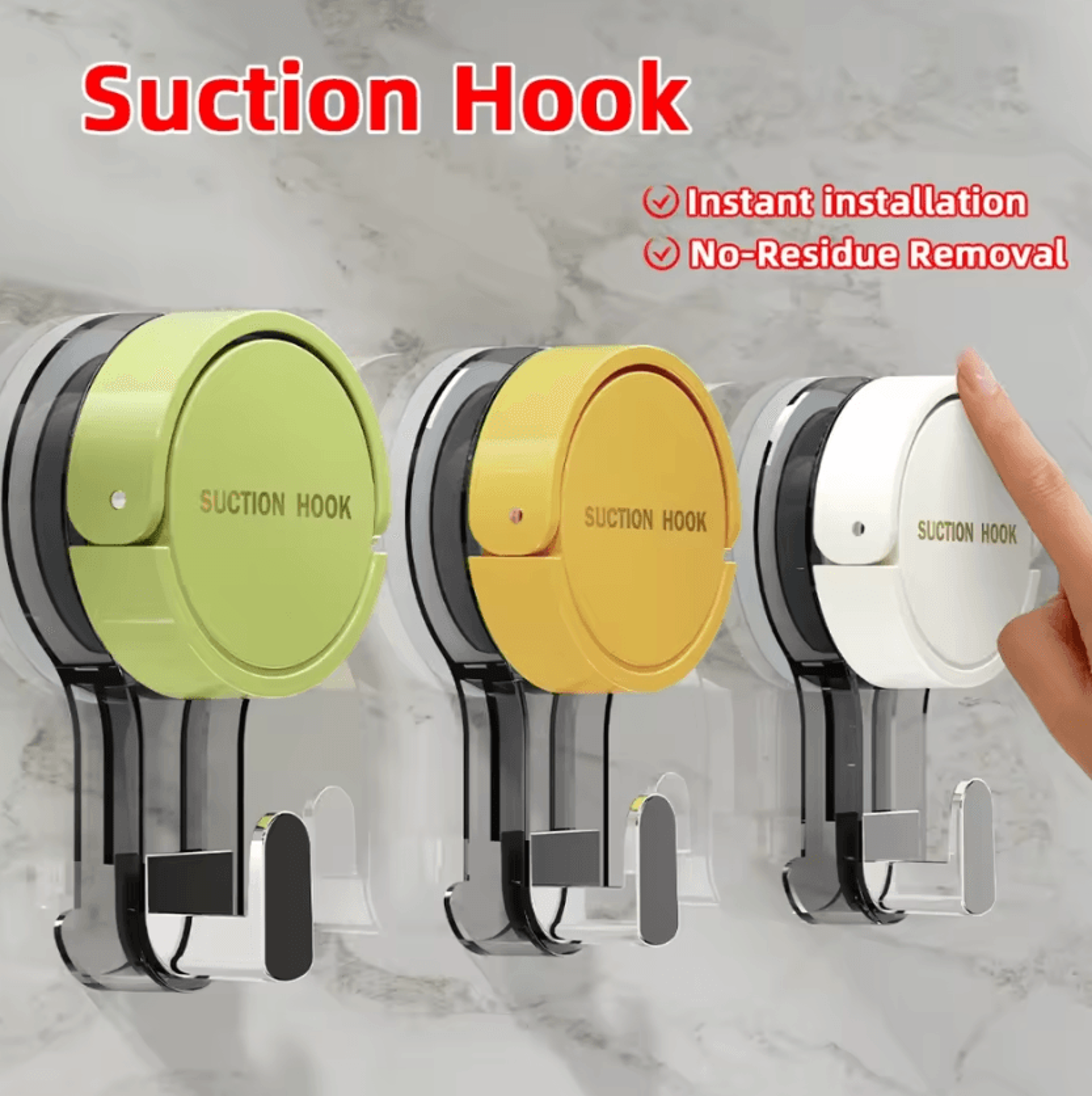 Suction Hooks Strong Vacuum Power Traceless NoDrilling Adhesive Hooks For Home Bathroom Kitchen Doo 0