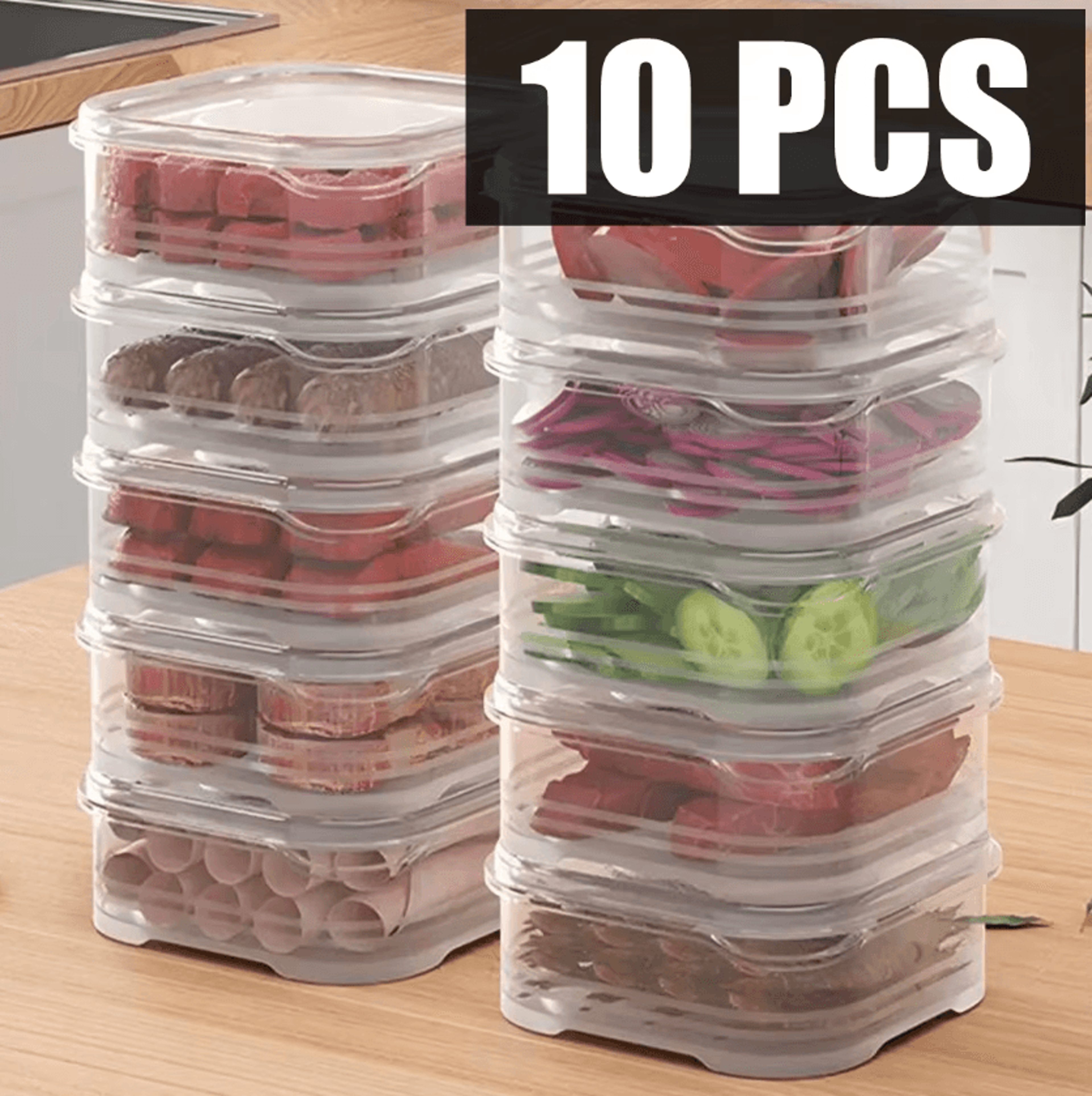 10Piece FreshKeeping Refrigerator Storage Box Set For Kitchen Organization 0