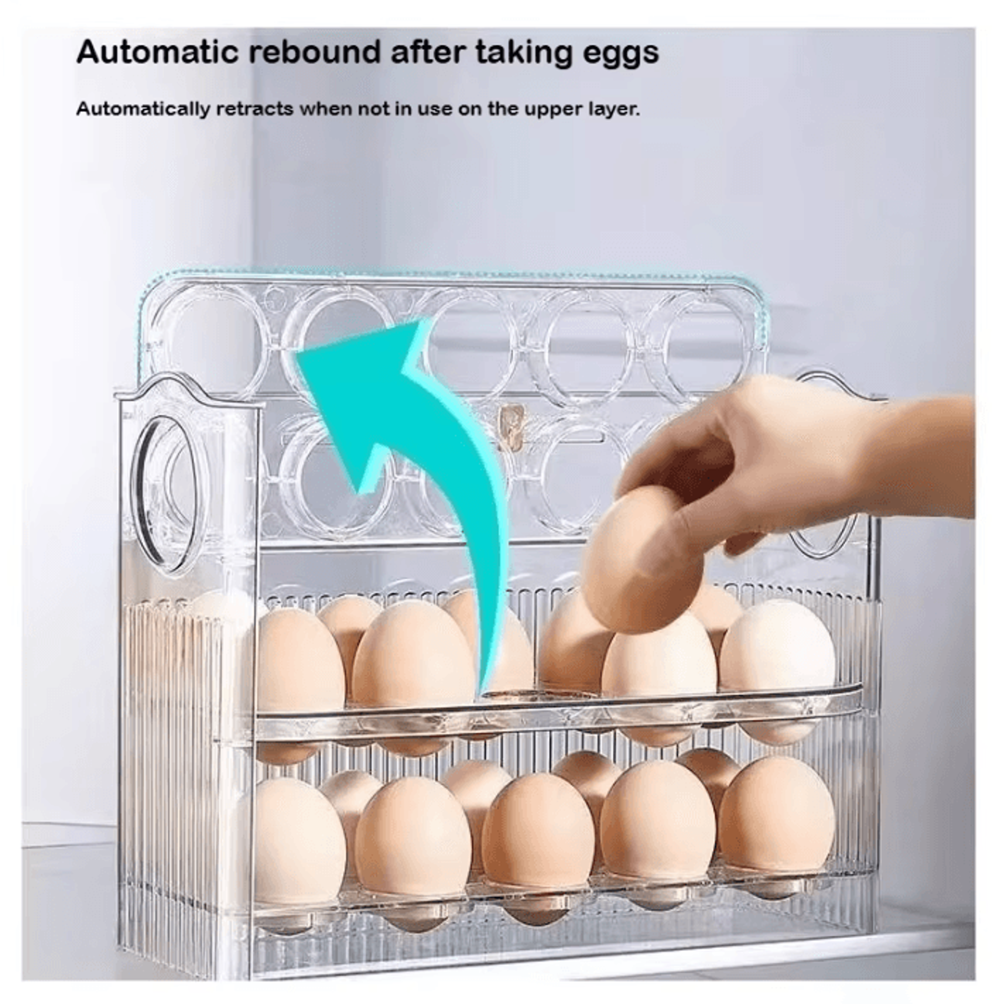 Automatic Rebound Egg Storage Box For Refrigerator Side Door Organization 0