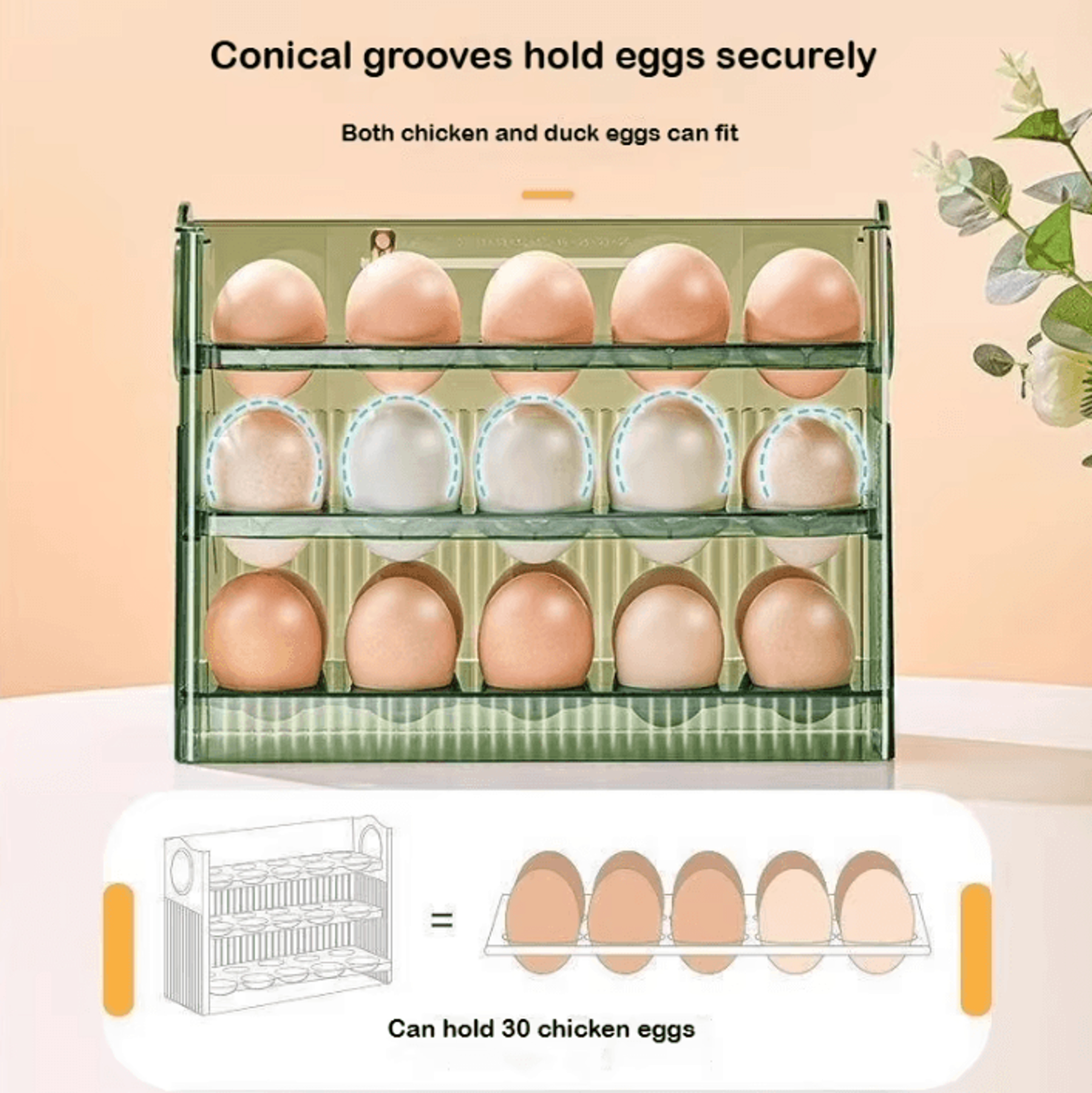 Automatic Rebound Egg Storage Box For Refrigerator Side Door Organization 1